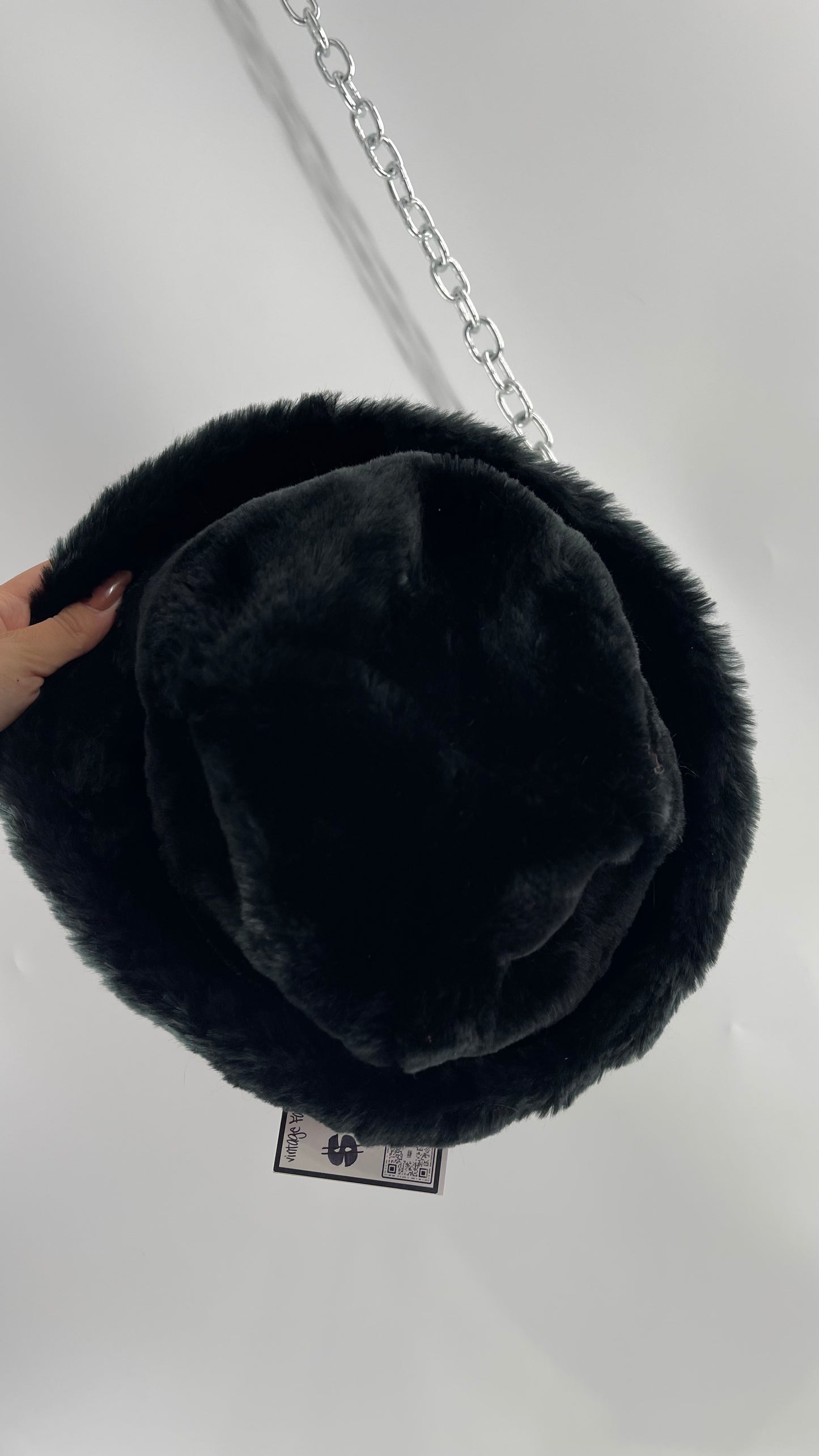Vintage Black Faux Fur Bucket Hat