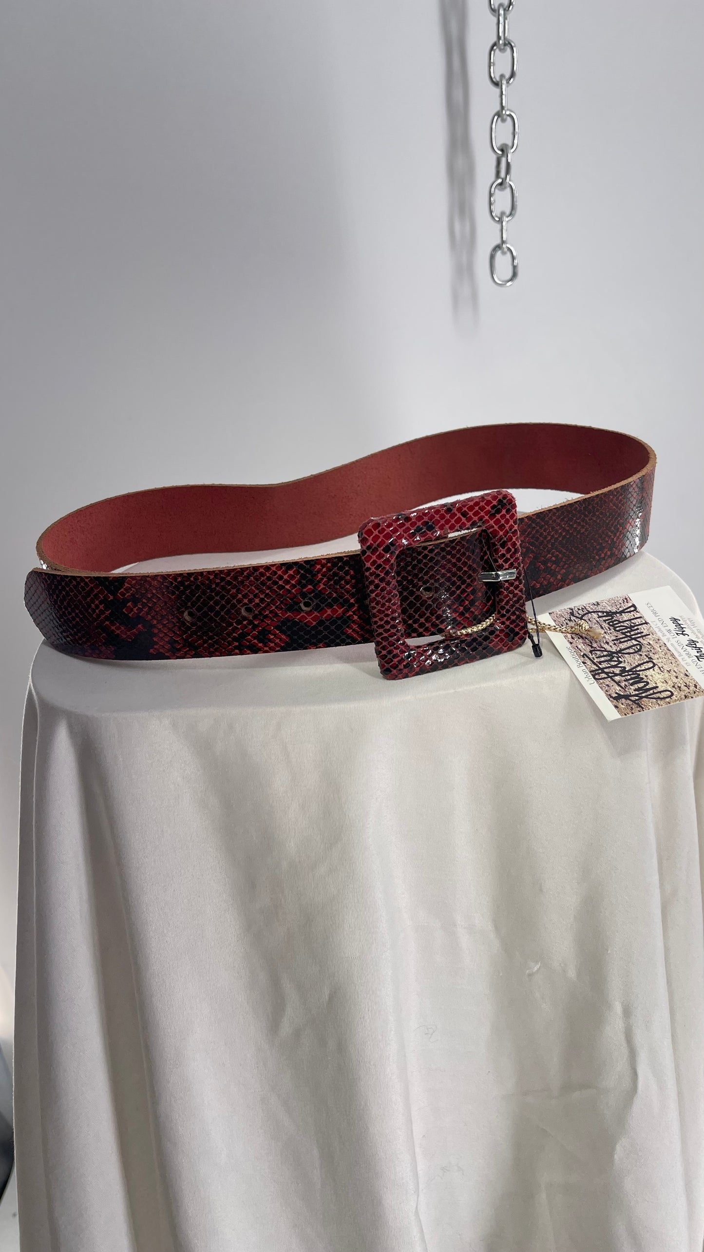 Free People Burgandy Snake Skin Pattern Leather (S/M)