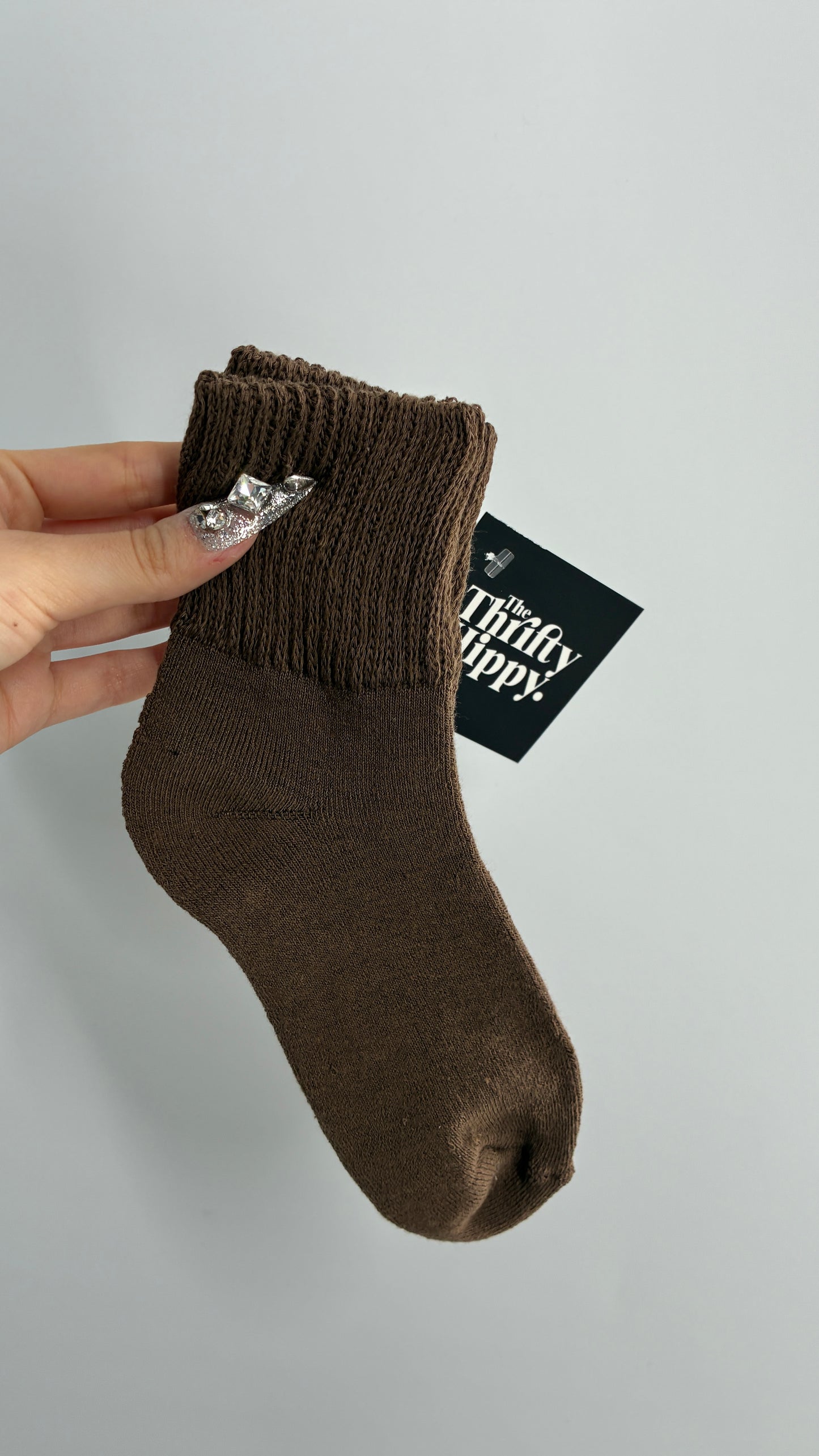 NWOT Thick Knit Brown Crew Sock