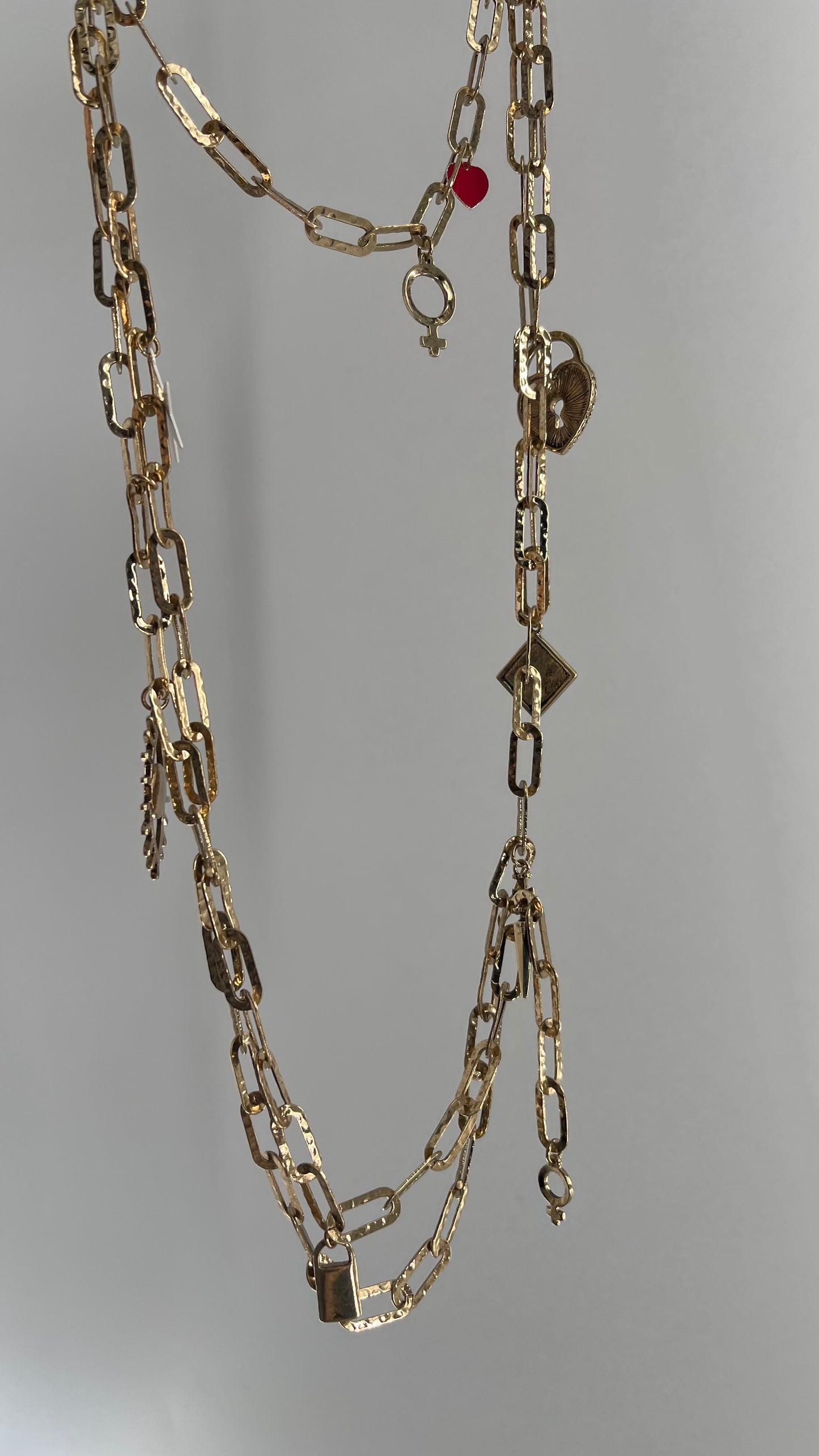 Free People Gold Chain Link Metal, Layered Charm Necklace or Waist Belt