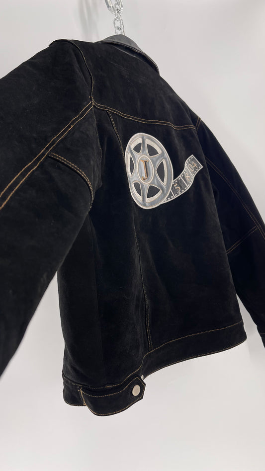 Vintage Extreme Black Suede Heavy Duty Cinematic Jacket (Medium)