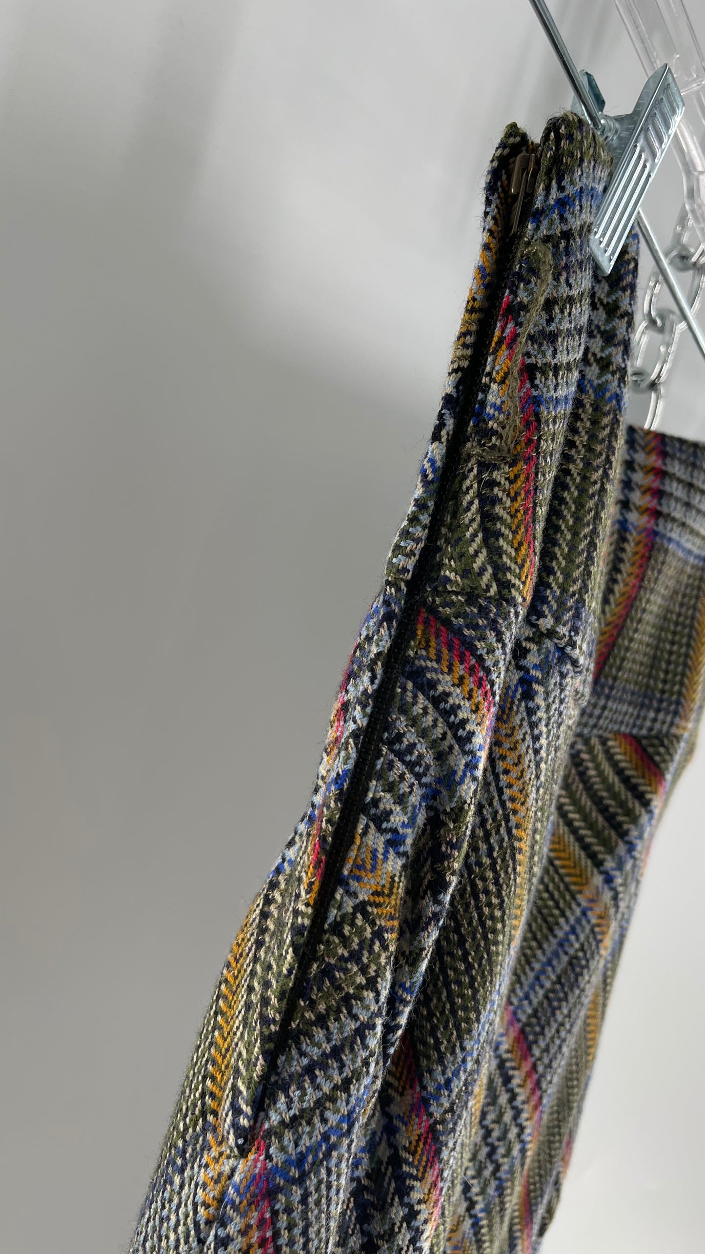 Elevenses 87% Wool Plaid Asymmetric Swirl Seam and Pleated Voluminous Hem (0)