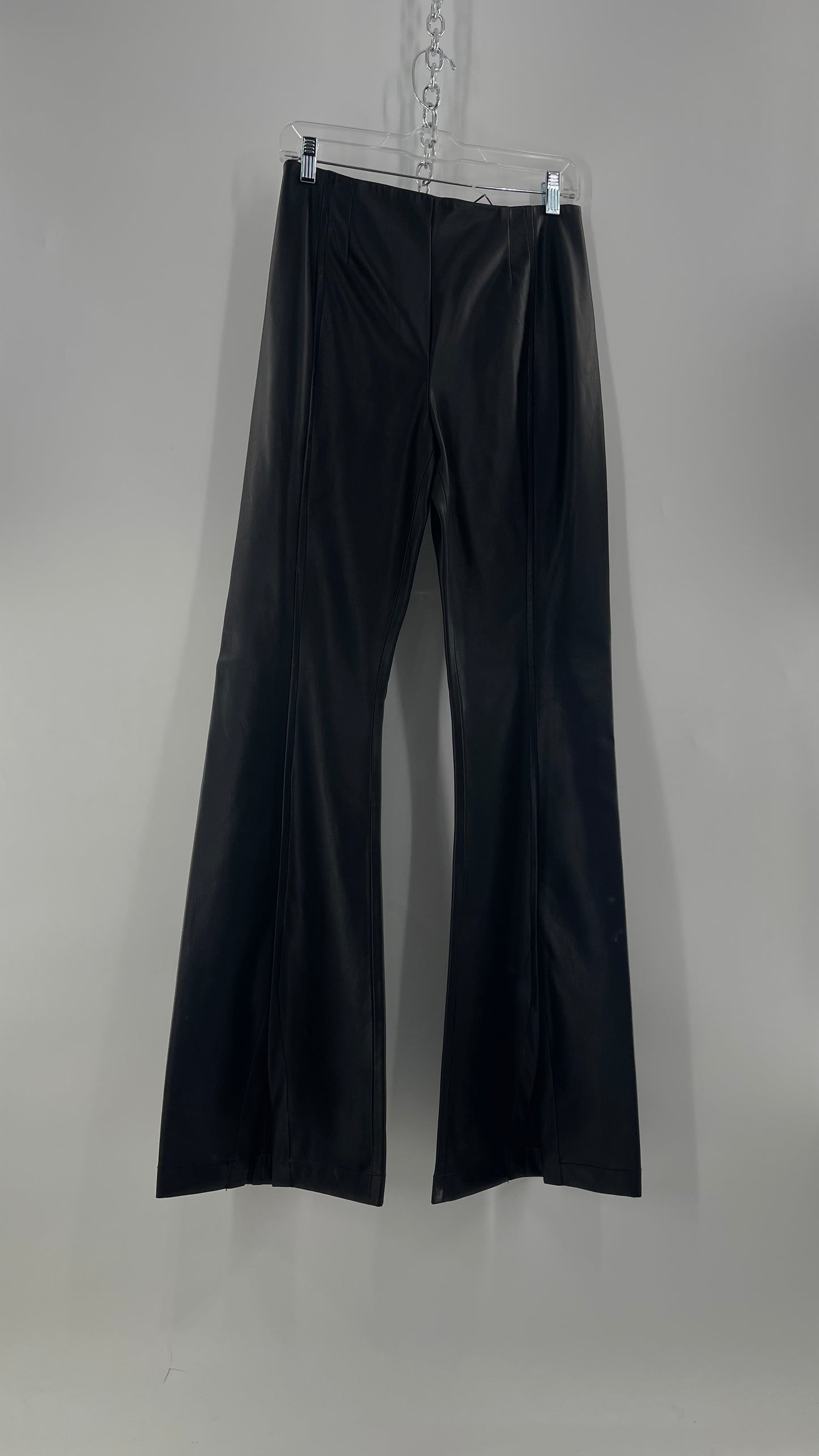Free People Black Vegan Leather Kick Flares (28)