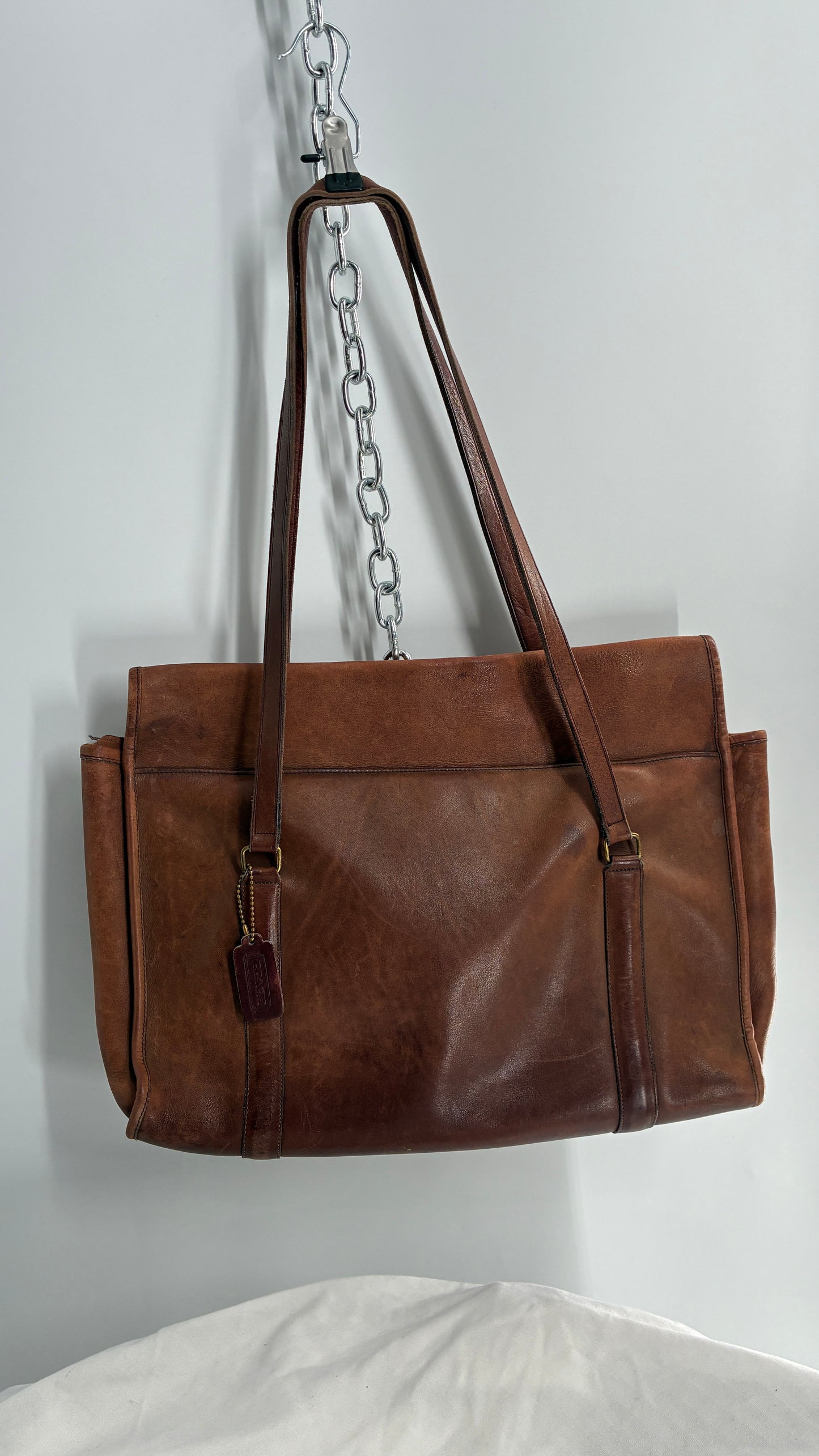 Vintage COACH Leather Envelope Saddle Briefcase Bag