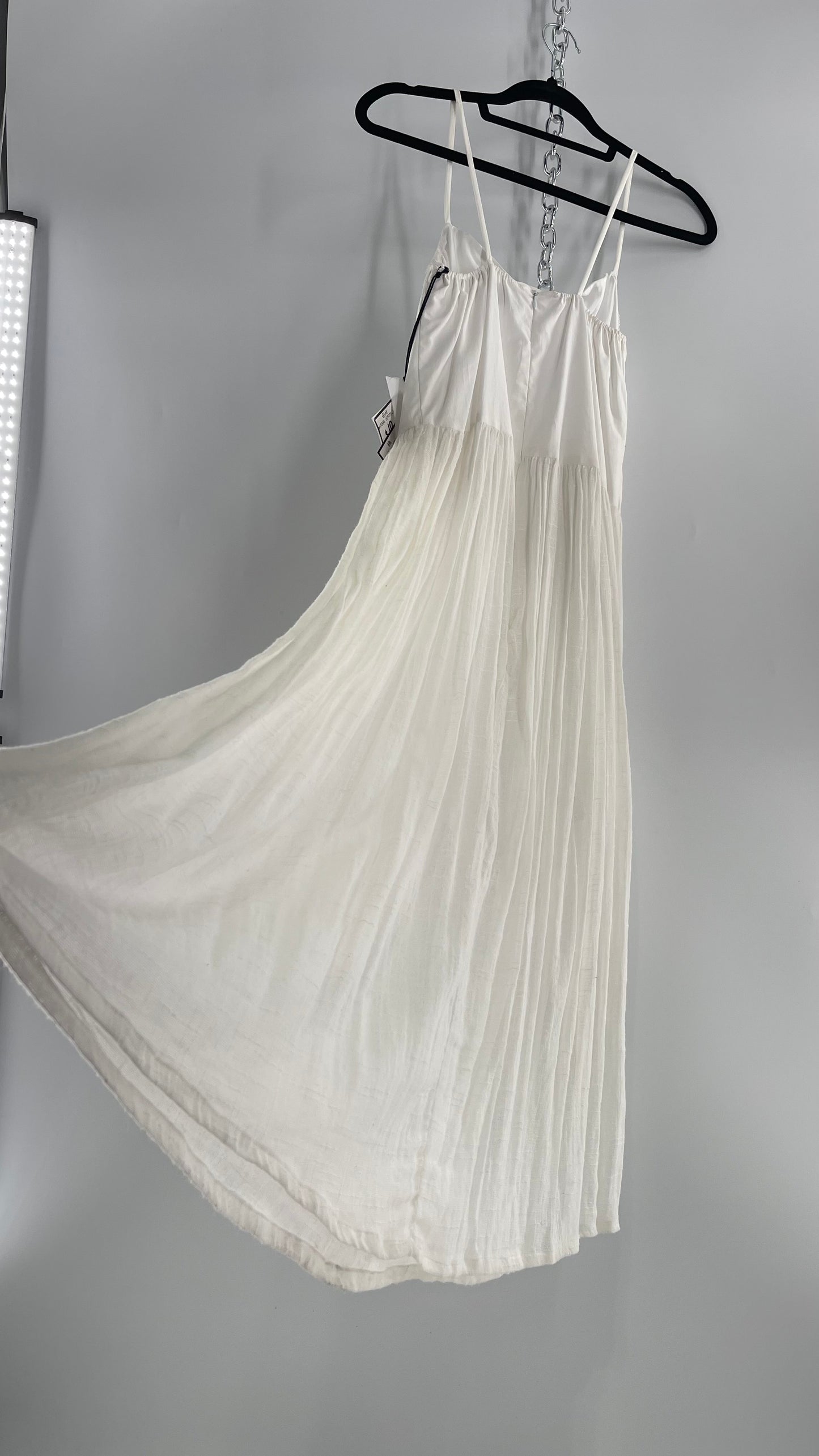 ØM Objects Without Meaning White Dress with Woven Skirt and Tags Attached (Large)