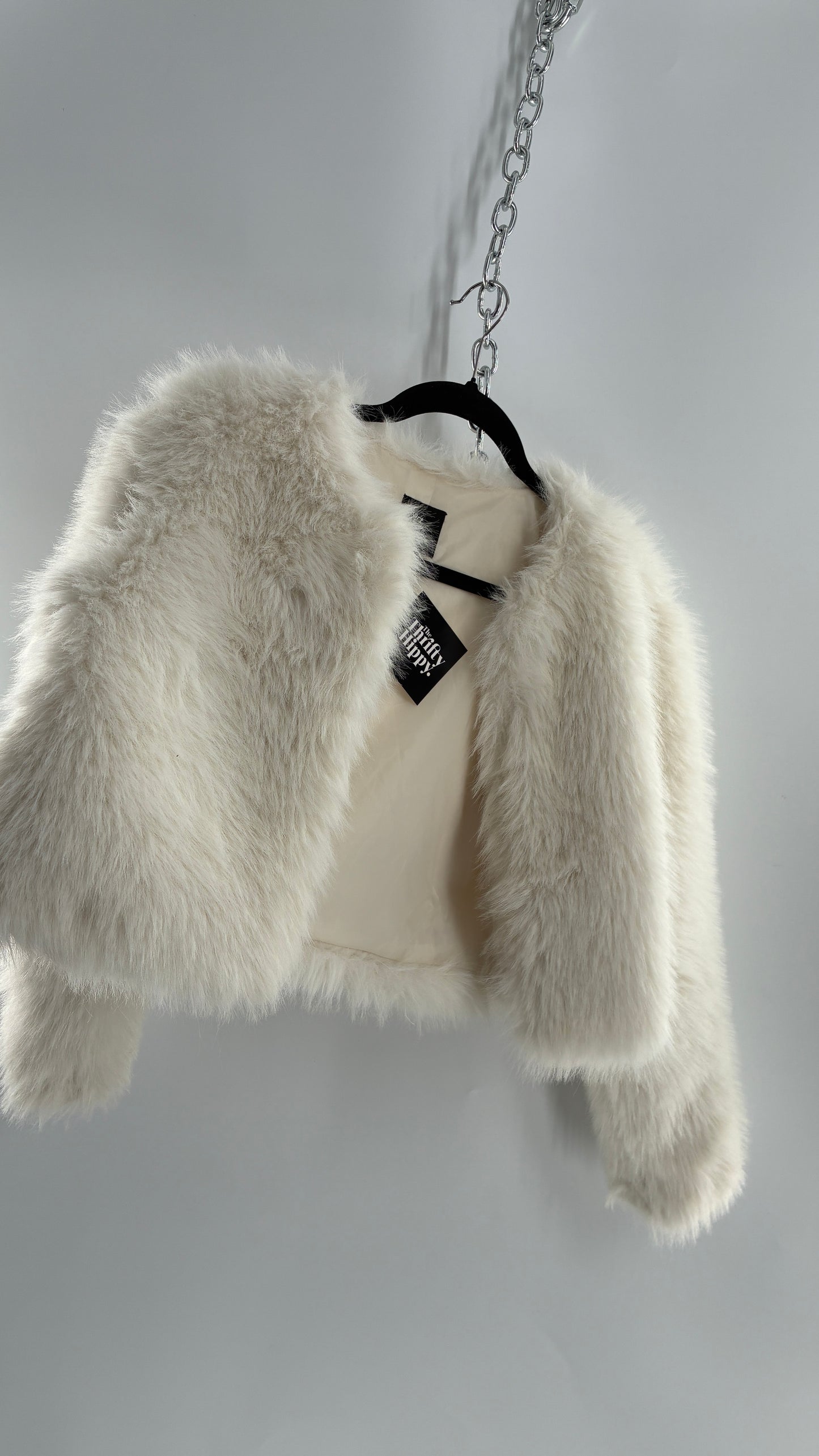 White Fluffy Cropped Jacket (Y14/XS/S)
