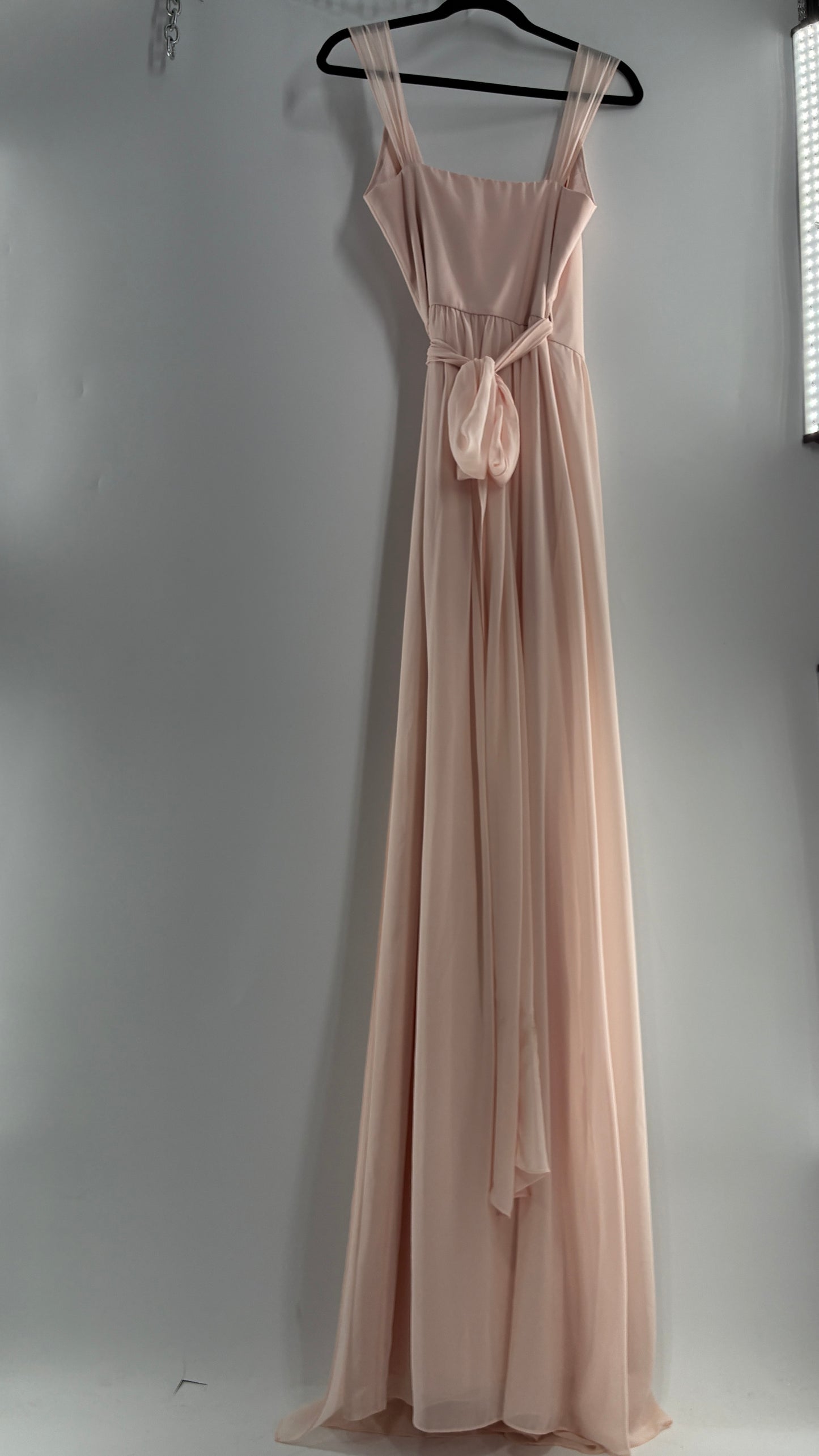 CEREMONY Joanna August Ballet Slipper Pink Vented Gown with Tied Waist (Small)