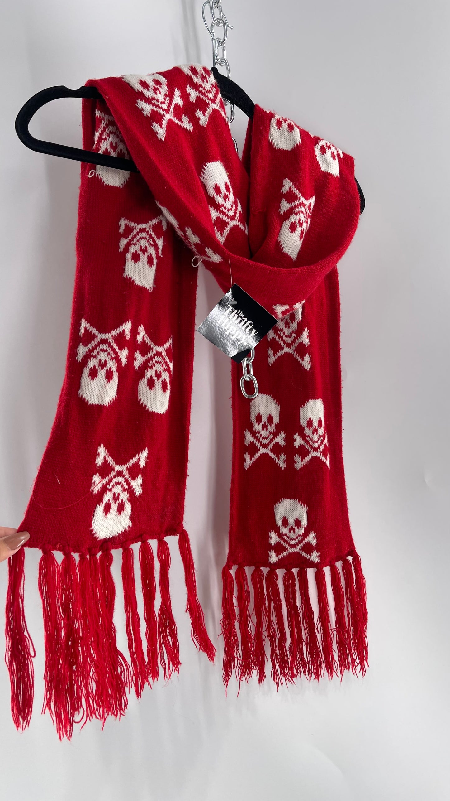 Emo Raggedy Red Skull Scarf (C)