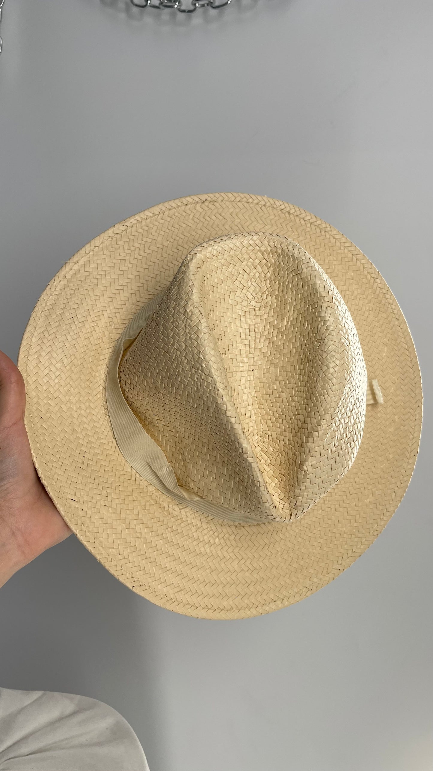 Cream Straw Hat with Ribbon Detail