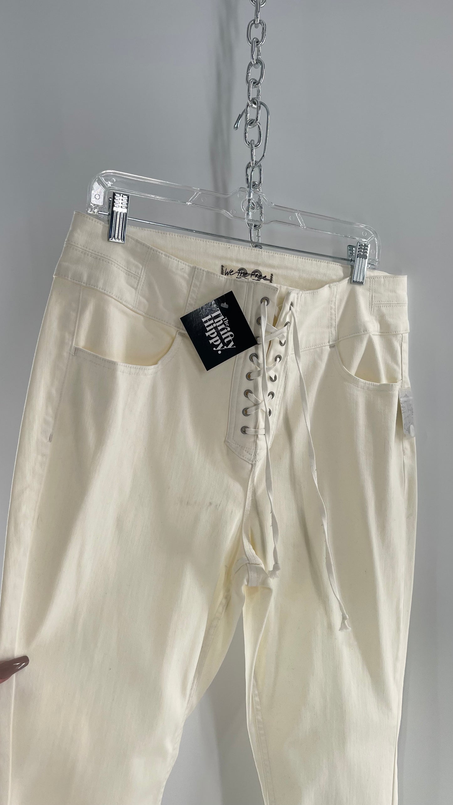 Free People Curvy Jeans With Lace up Detail (Size 32)