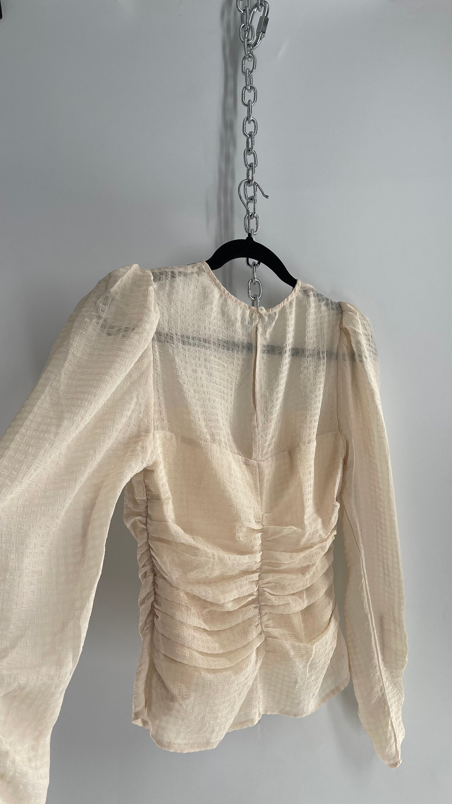 ASTR Off White, Cream Ruched Bodice Blouse (Small)