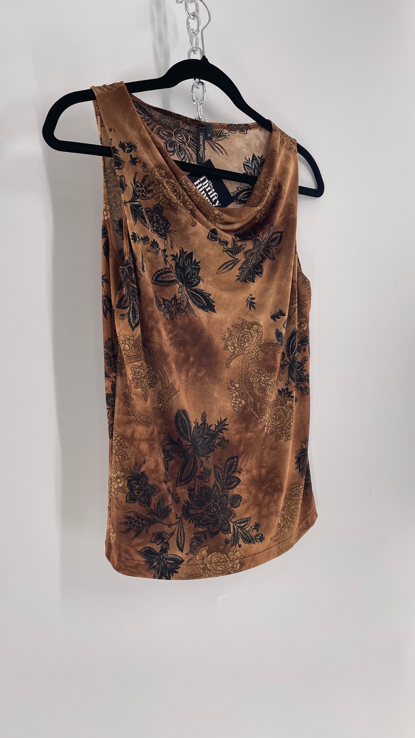 Vintage Olivia Paige Brown Tie Dye Floral Tank (Medium)