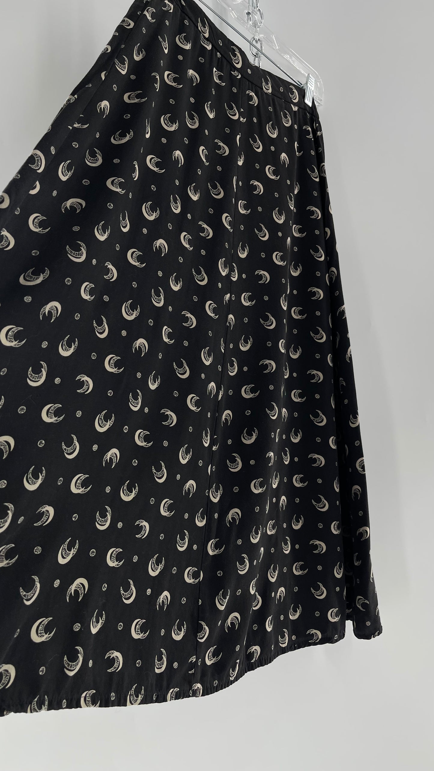 Vintage Gothic Chez Shay Black Skirt with Crescent Moons (Medium)