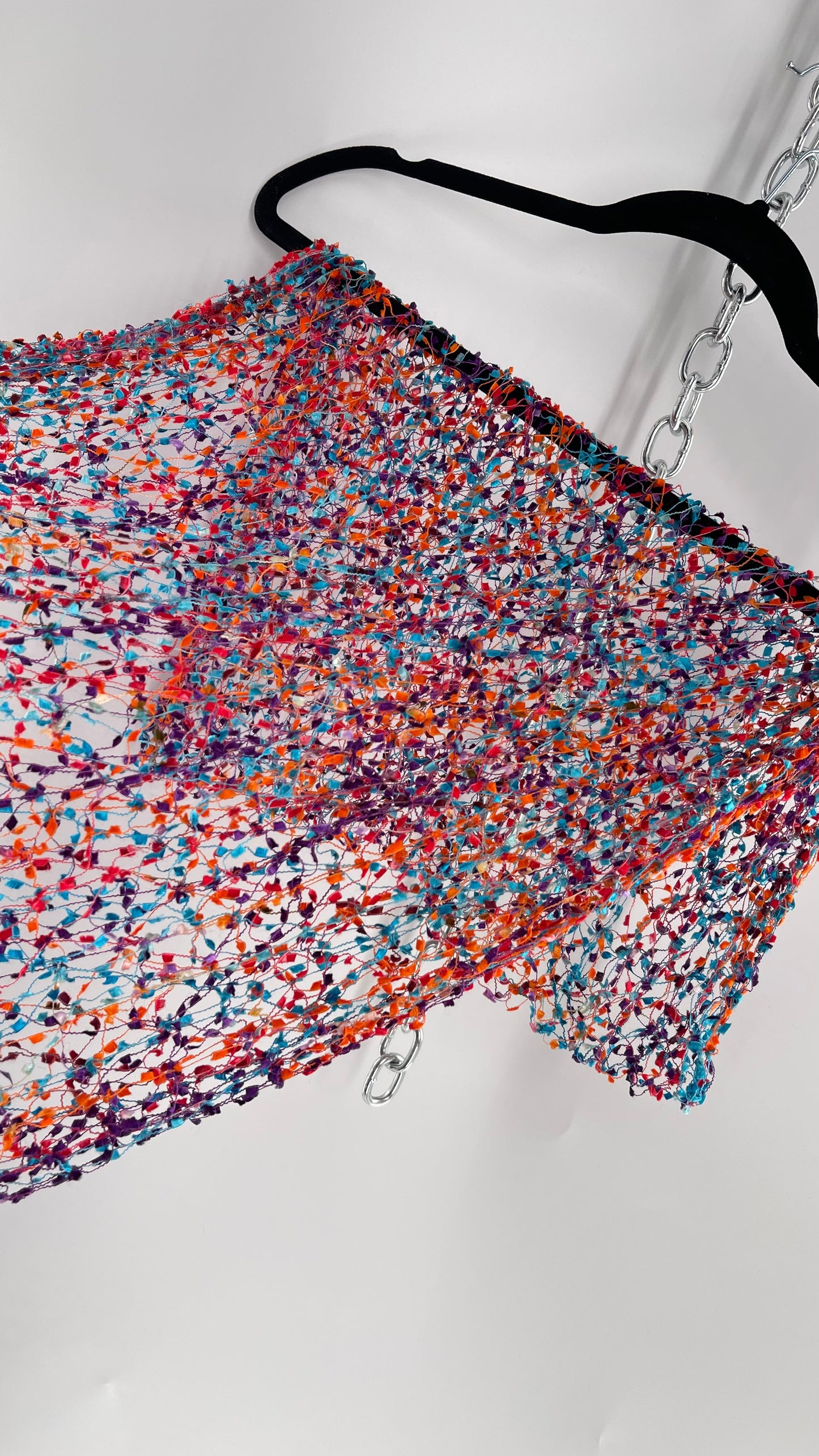 Vintage Negative Space Confetti Scarf Red, Teal, Orange, Blue