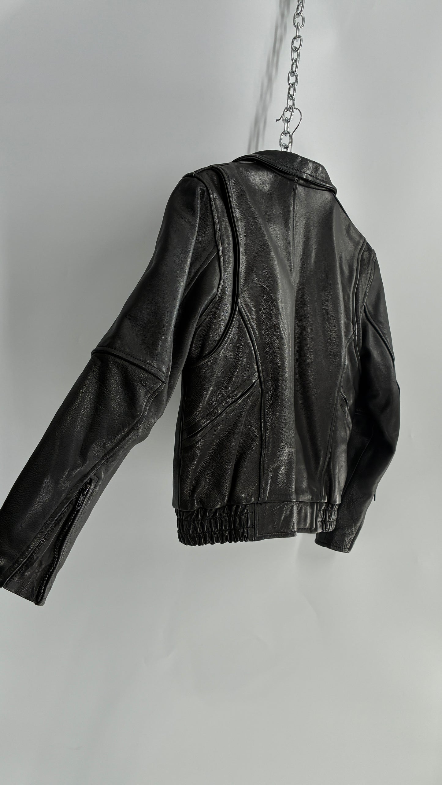 Thinsulate RAIDER Black Leather Motorcycle Bomber Jacket (12)