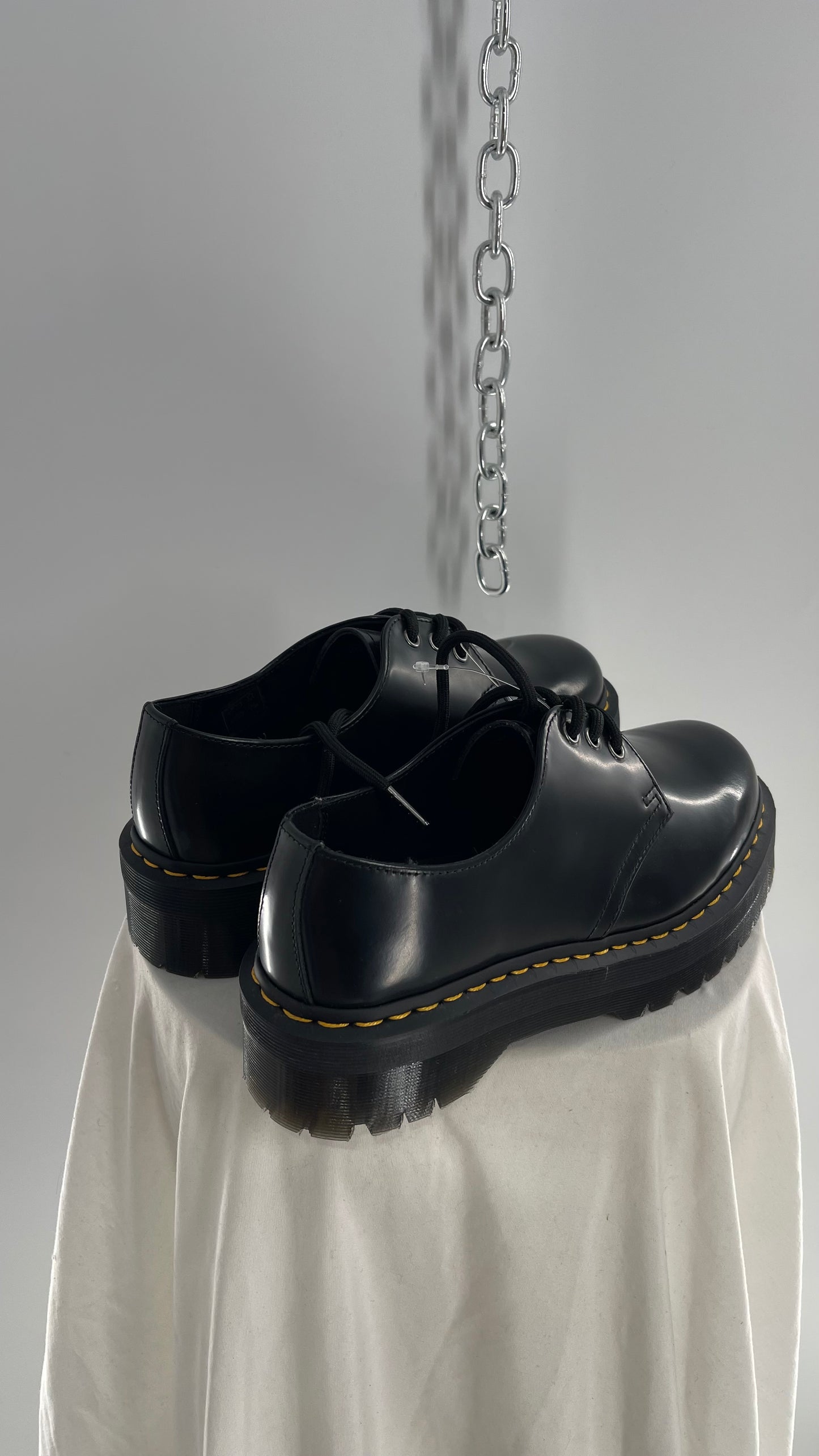Dr.Martens Black Patent 1461 Quad li Leather Platform Oxfords (8.5L, 7.5M)