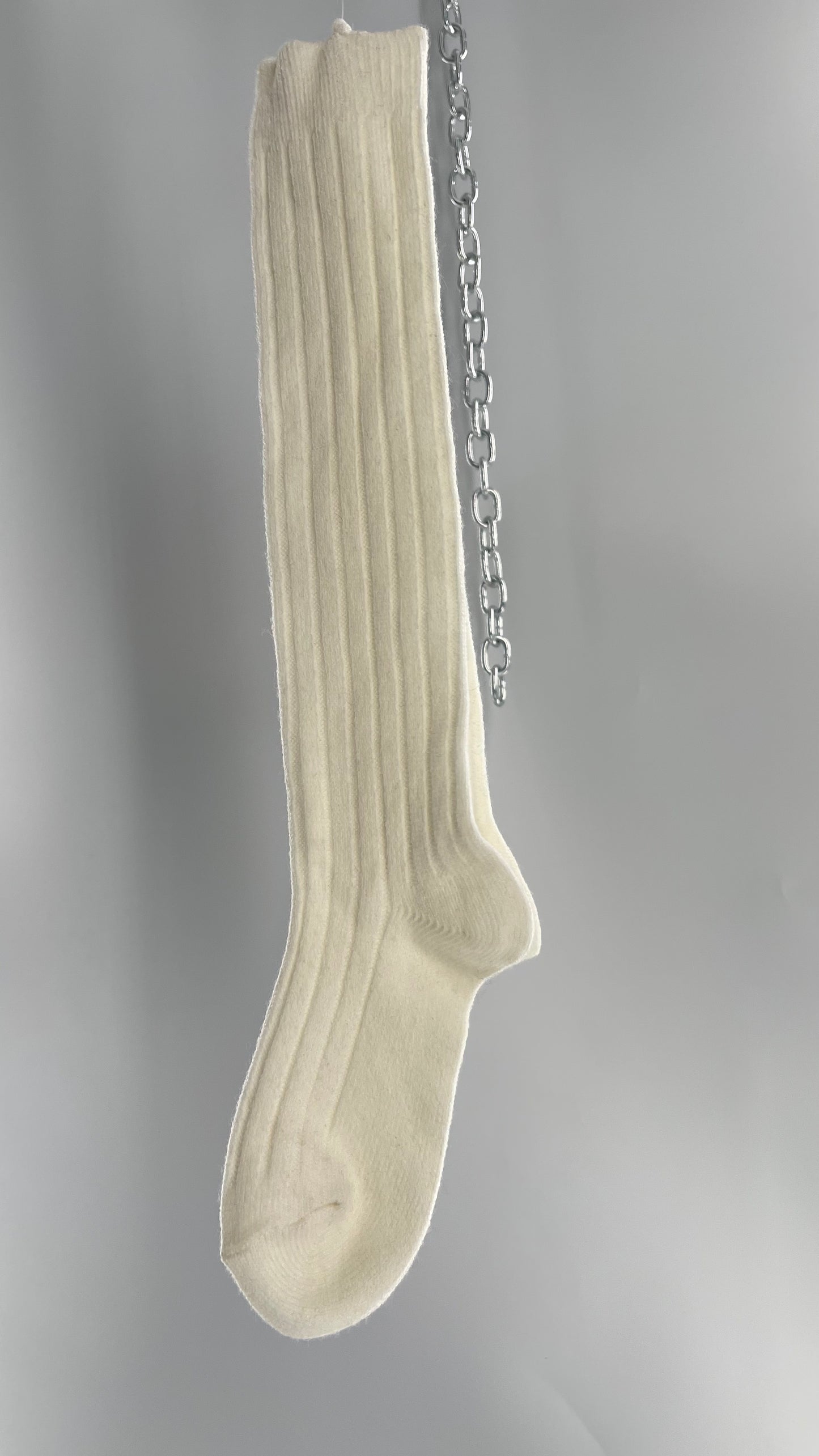 Free People Off White Ribbed Knee/Thigh High Socks