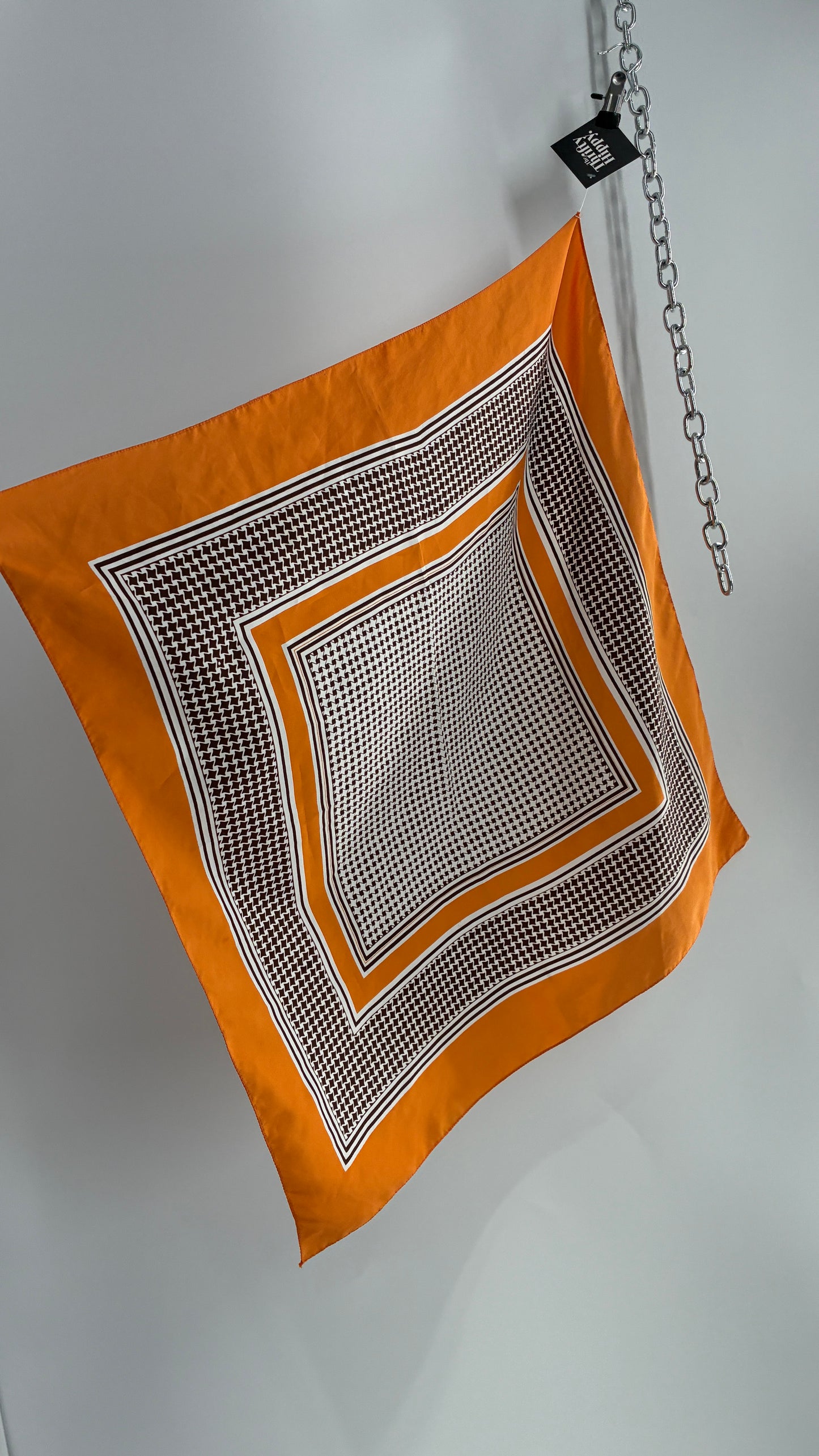 Vintage 1970s Orange and Brown Scarf