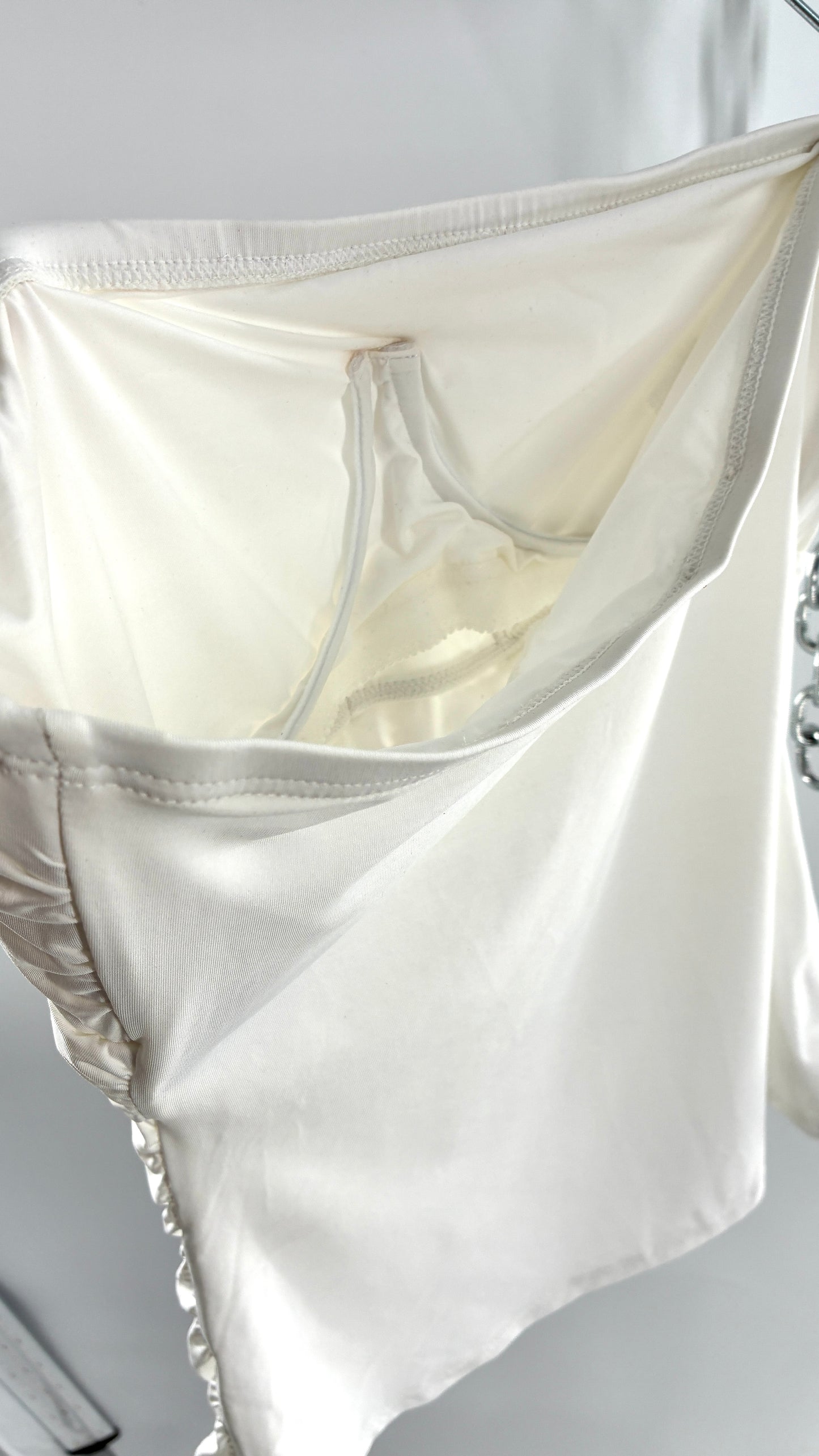 Michael Kors White Tube Top with Gold Underbust Chain Detail and Underwire Bra (Large)