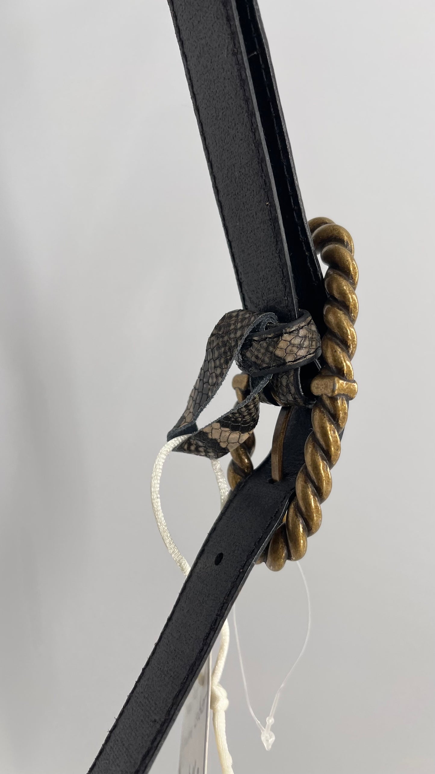 Free People Snake Patterned Belt with Gold Braided Oval Buckle (S/M)