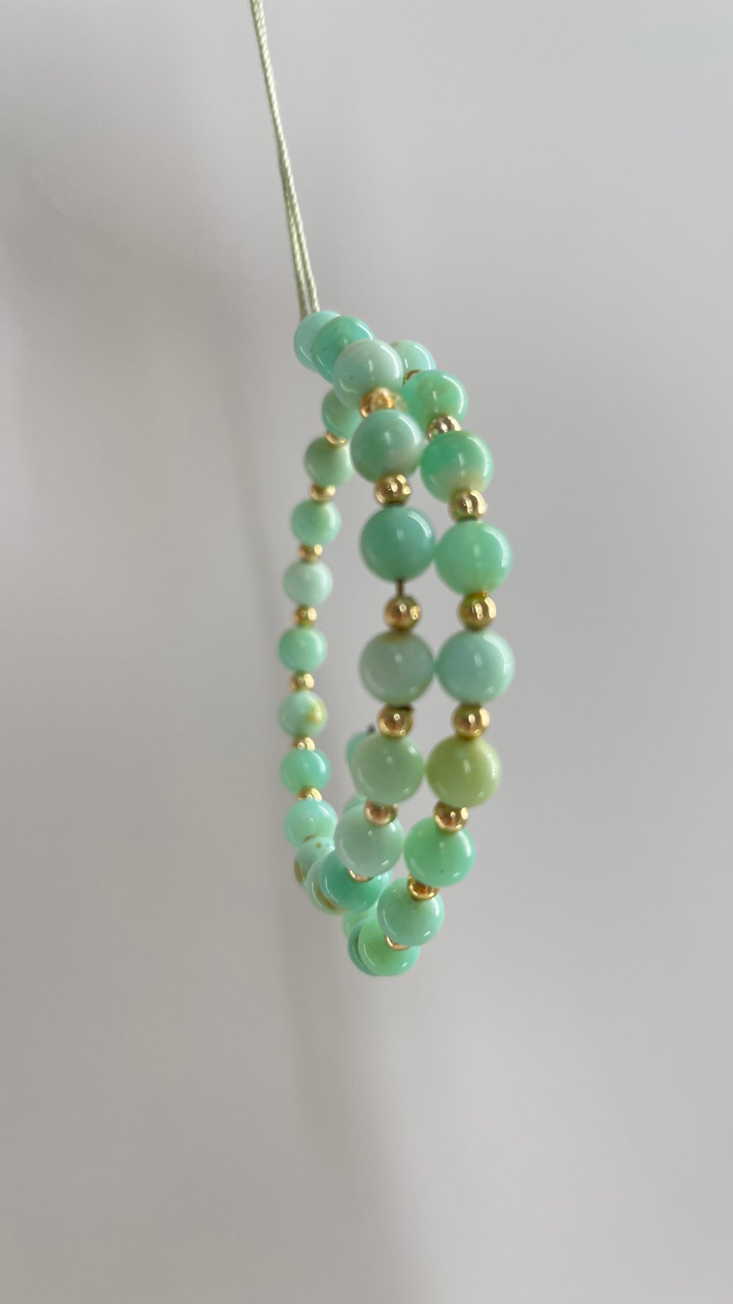 Vintage Blue Peruvian Opal Beads and Faux Gold Spacer Bangle