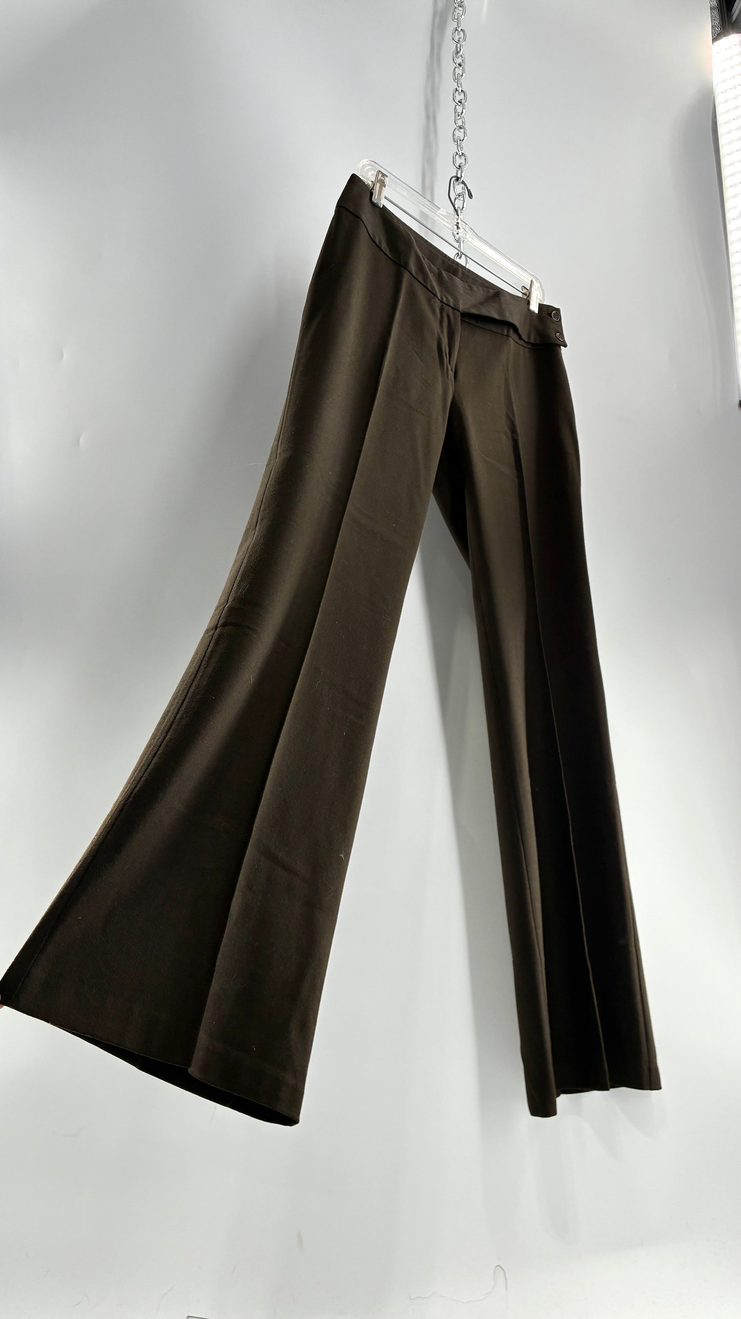 Vintage United Colors of Benneton 98% Pure Virgin Wool Brown Trousers Made in Portugal (44)