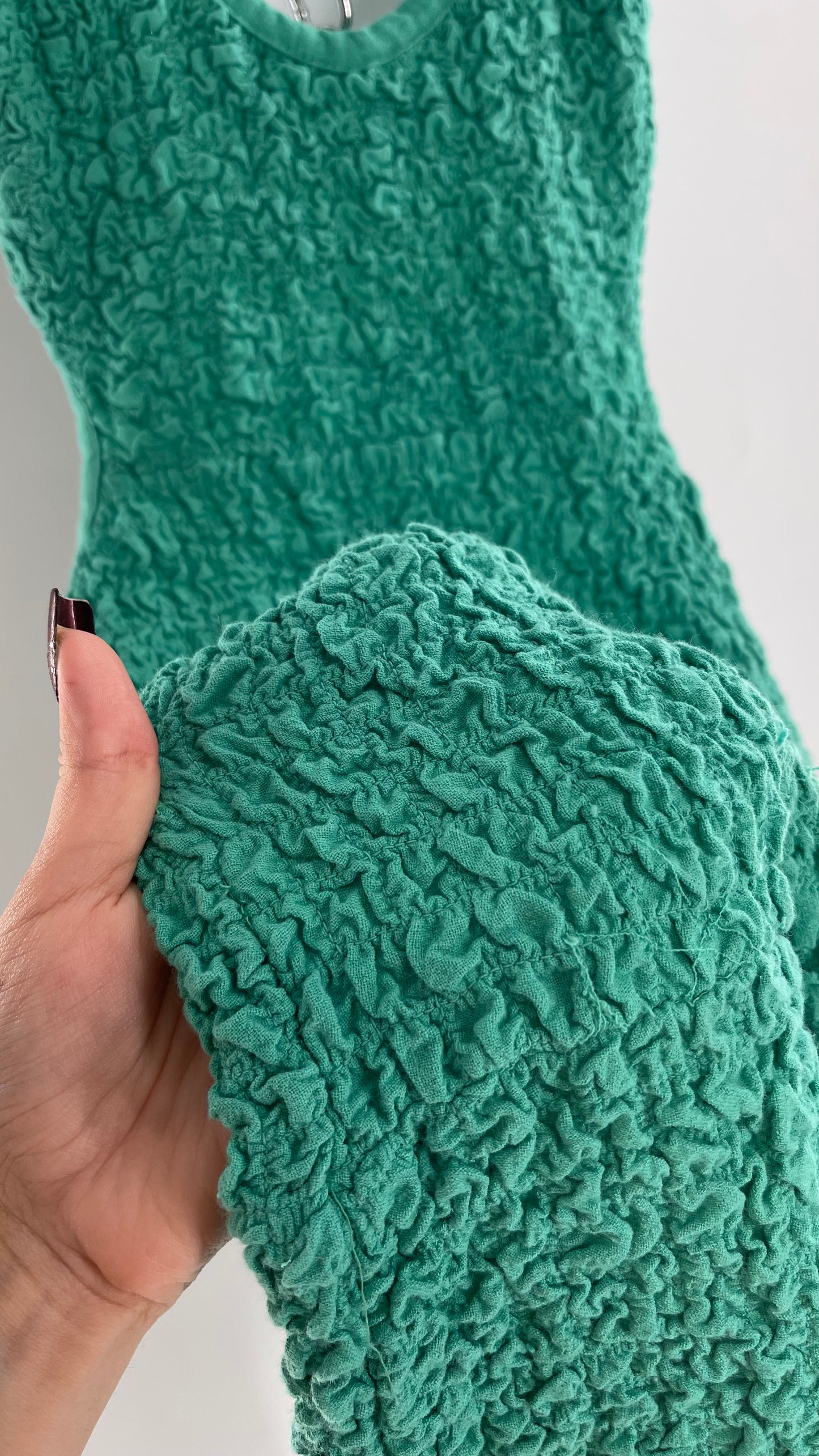 Free People Kelly Green Popcorn Maxi Dress with Low, Open Back Detail (XS)