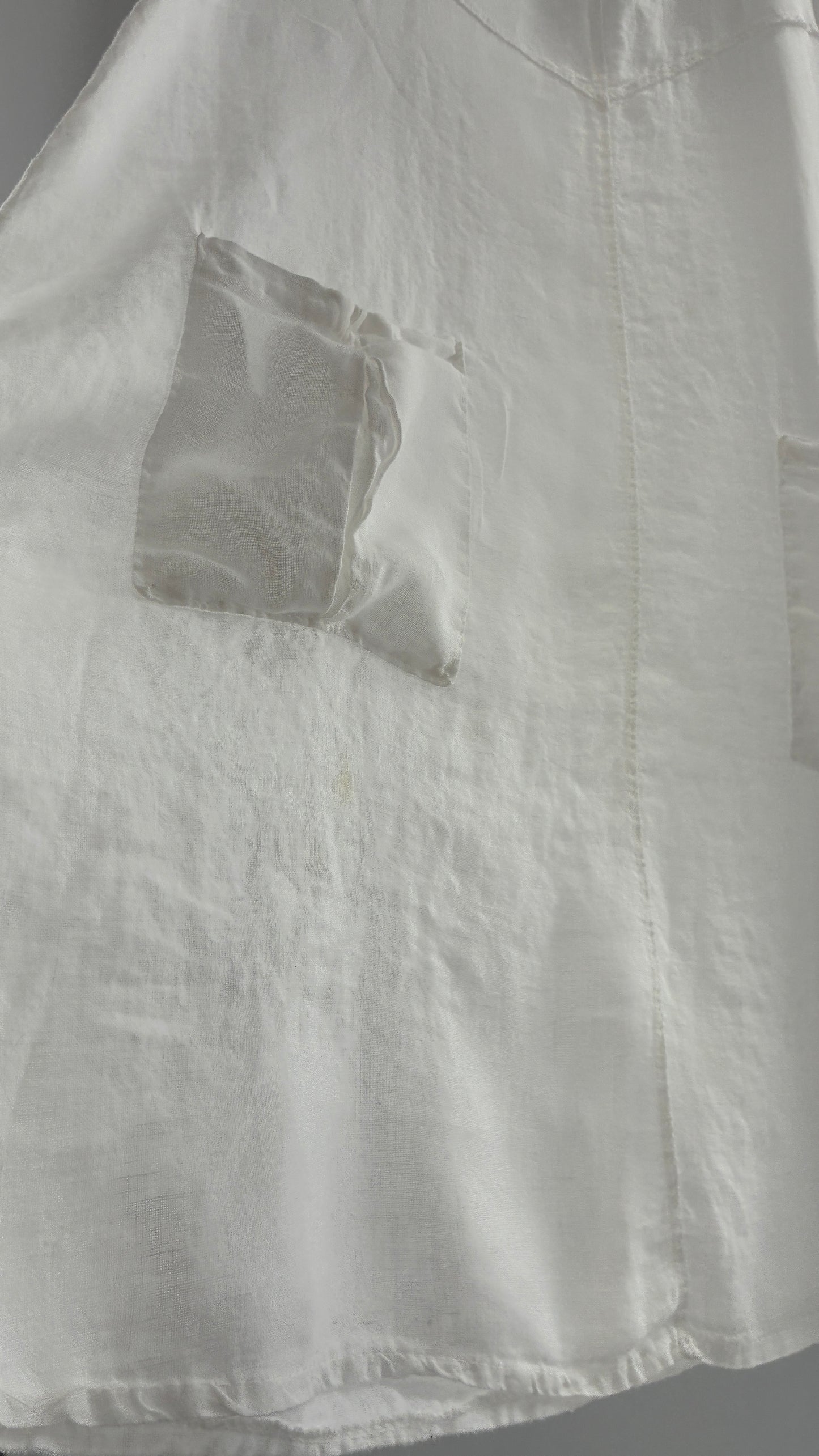 Vintage White 100% Linen Made in Italy Blouse Dress (Large)