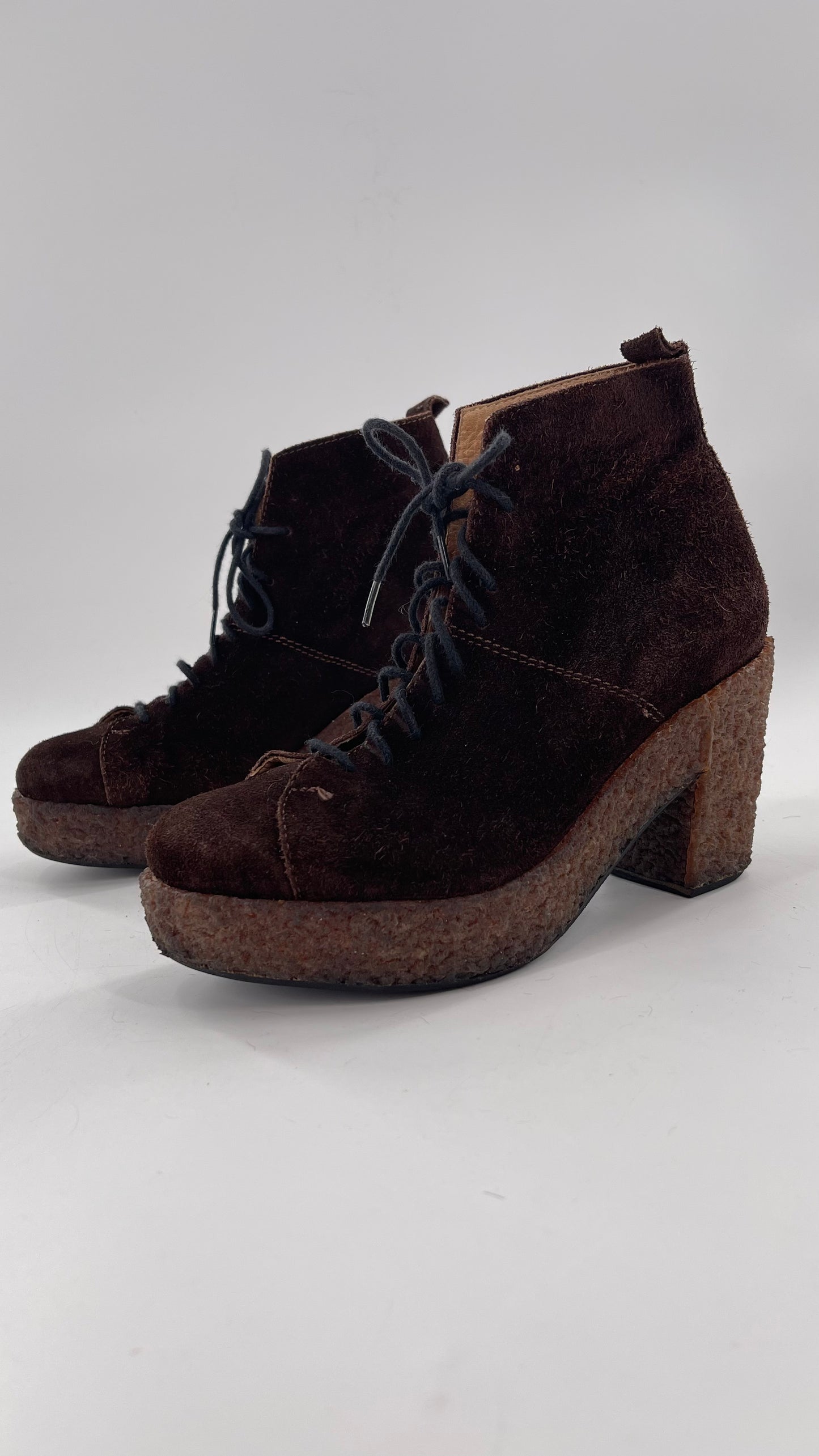 Vintage Amish Brown Lace Up Suede Boots - Apparently Size 7-71/2