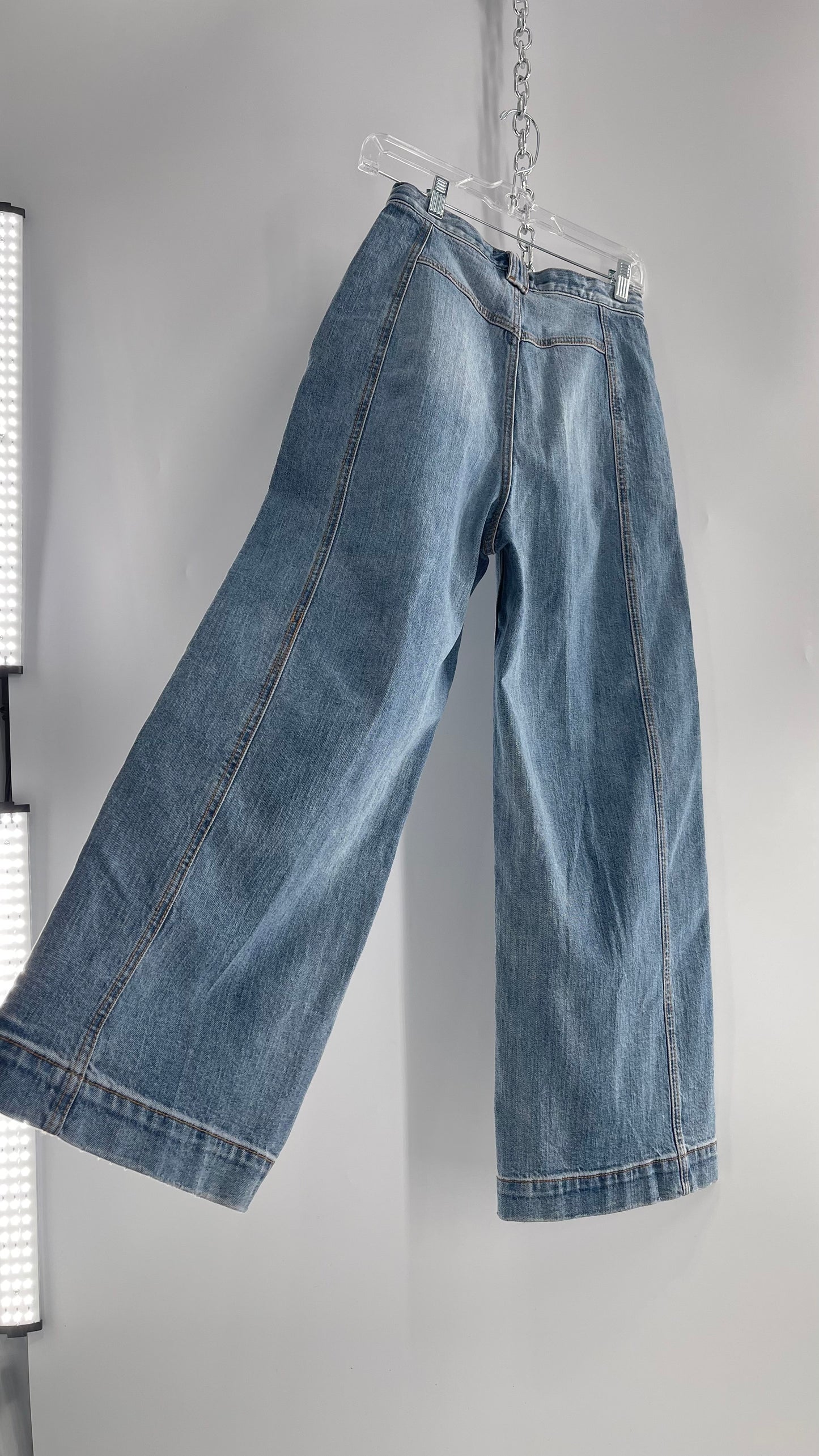 Free People Light Wash Wide Leg Slouchy Jeans (26)