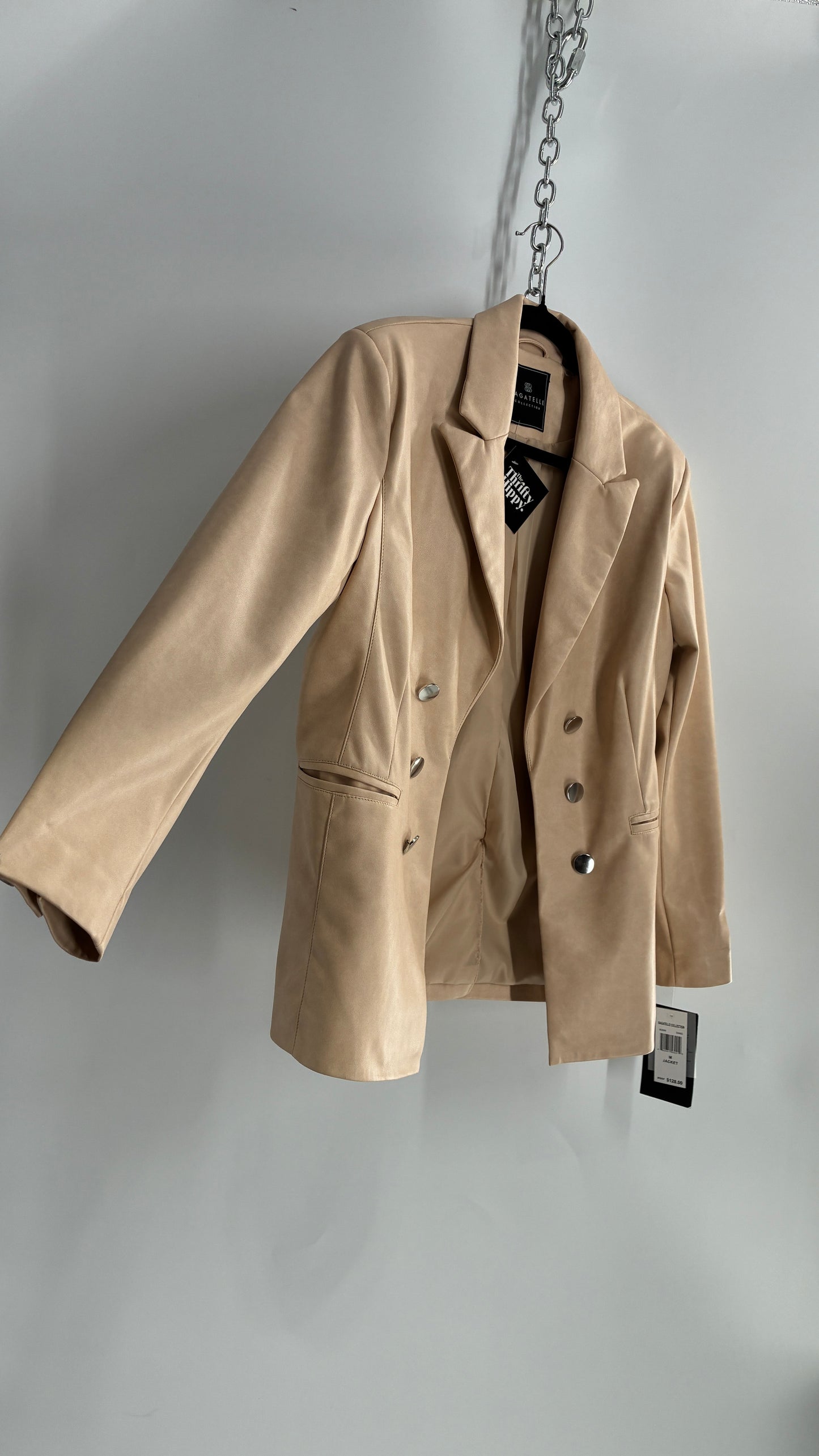 BAGATELLE Vegan Leather Cream Beige Blazer Jacket with Tags Attached (Medium)