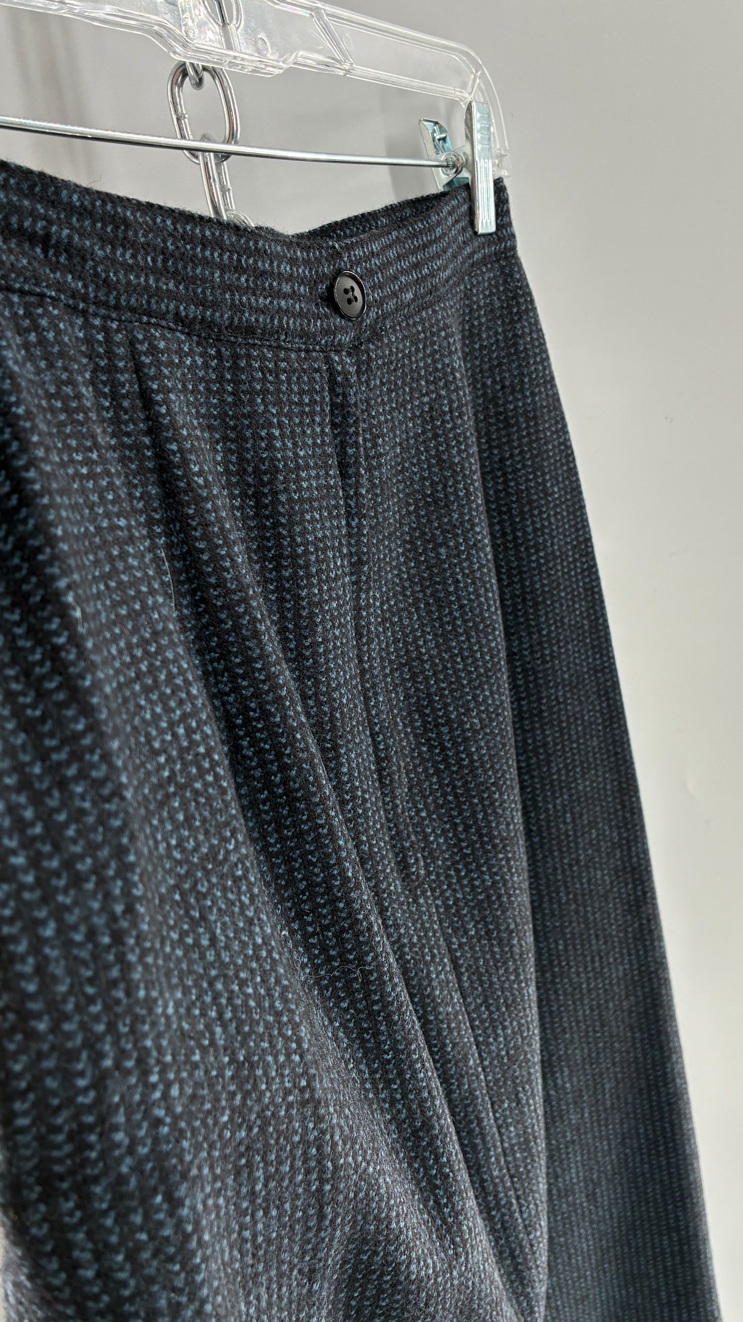 Vintage CHRISTIAN DIOR Navy Woven Maxi Skirt and Oversized Lapel Style Blazer with Padded Shoulders (8)