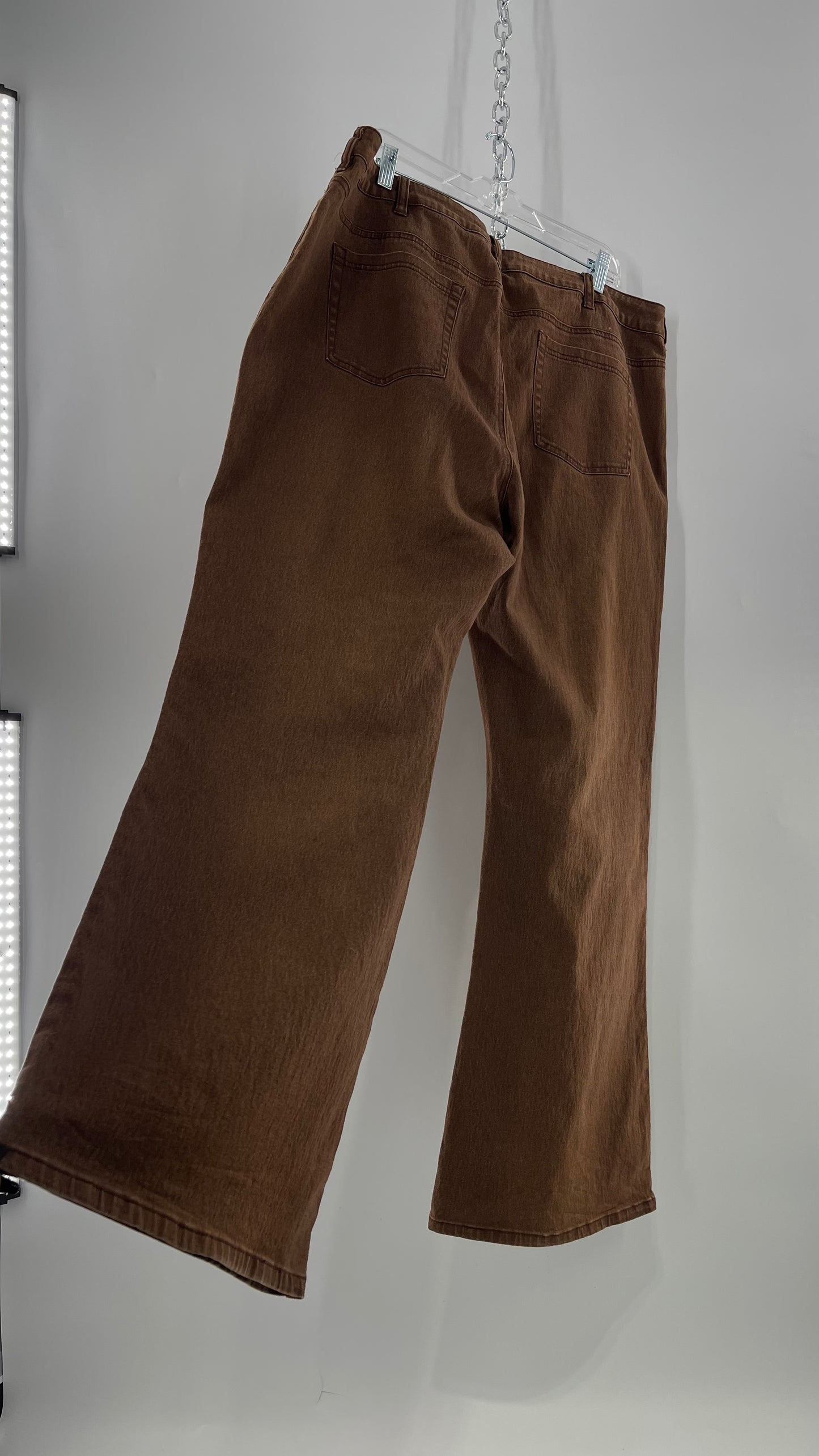 Vintage Midnight Velvet Embroidered + Beaded Brown Flares (18W)