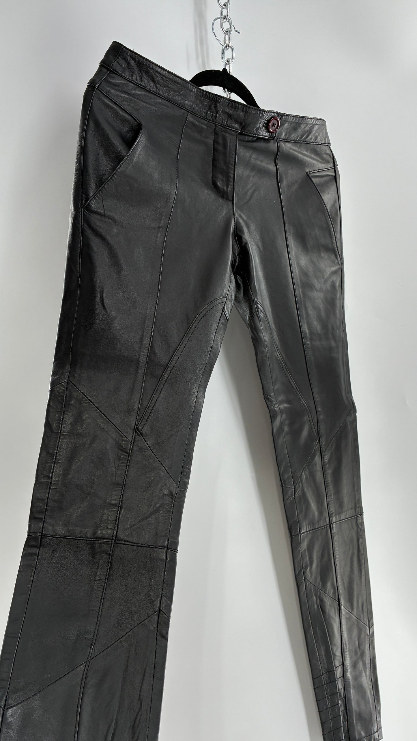 ASOS Low Rise Genuine Leather Patchwork Style Motorcycle Pants (6)