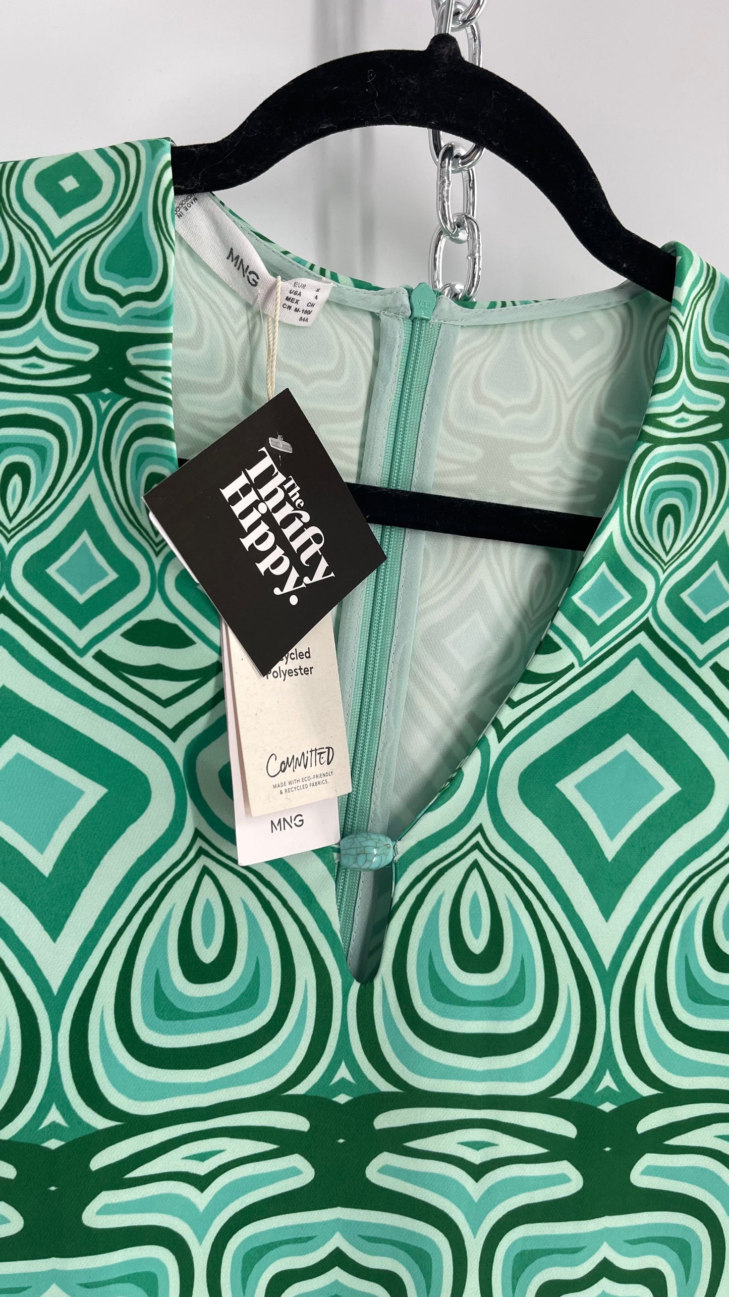 MNG Groovy Green Retro Psychedelic Dress (4)