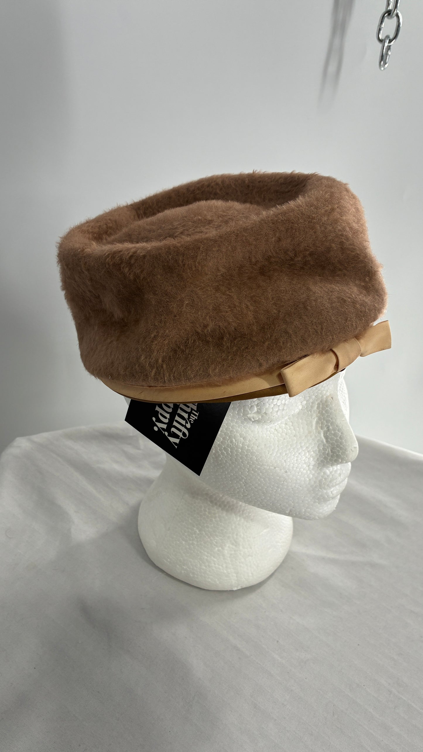 Vintage ROBBI LOU Brown Pillbox Hat