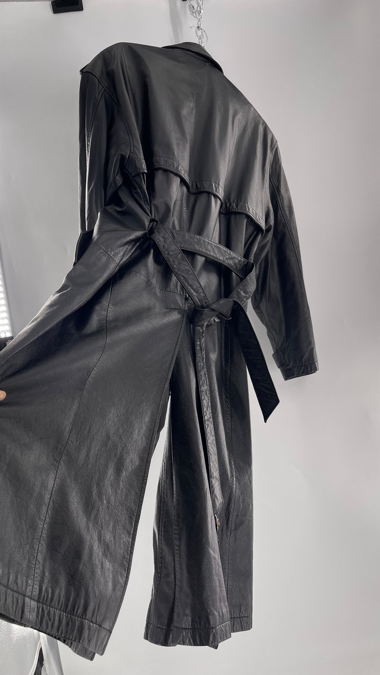 Georgetown Vintage Black Leather Trench Coat (Medium)