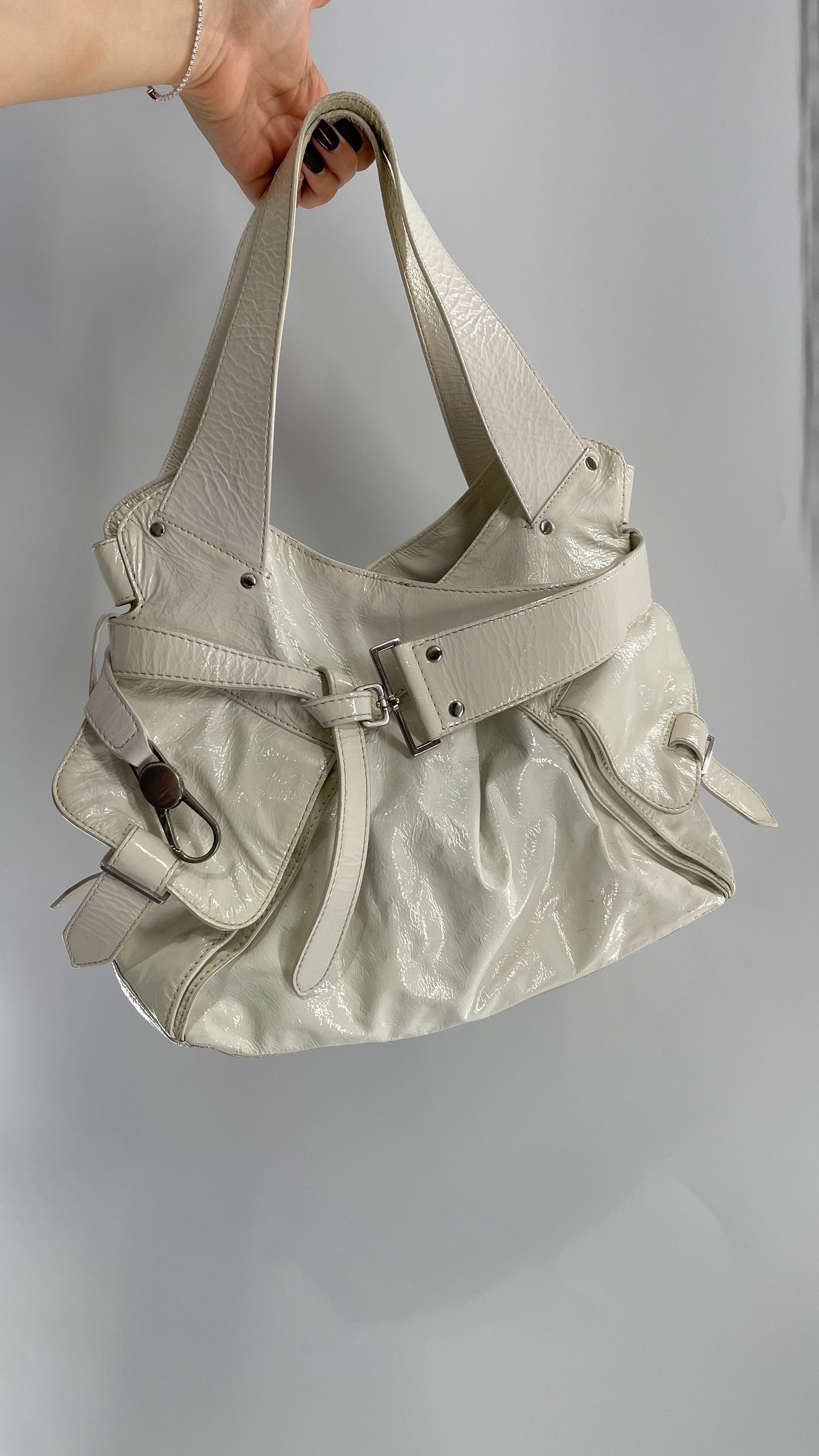 Vintage 1990s White Buckle Bag