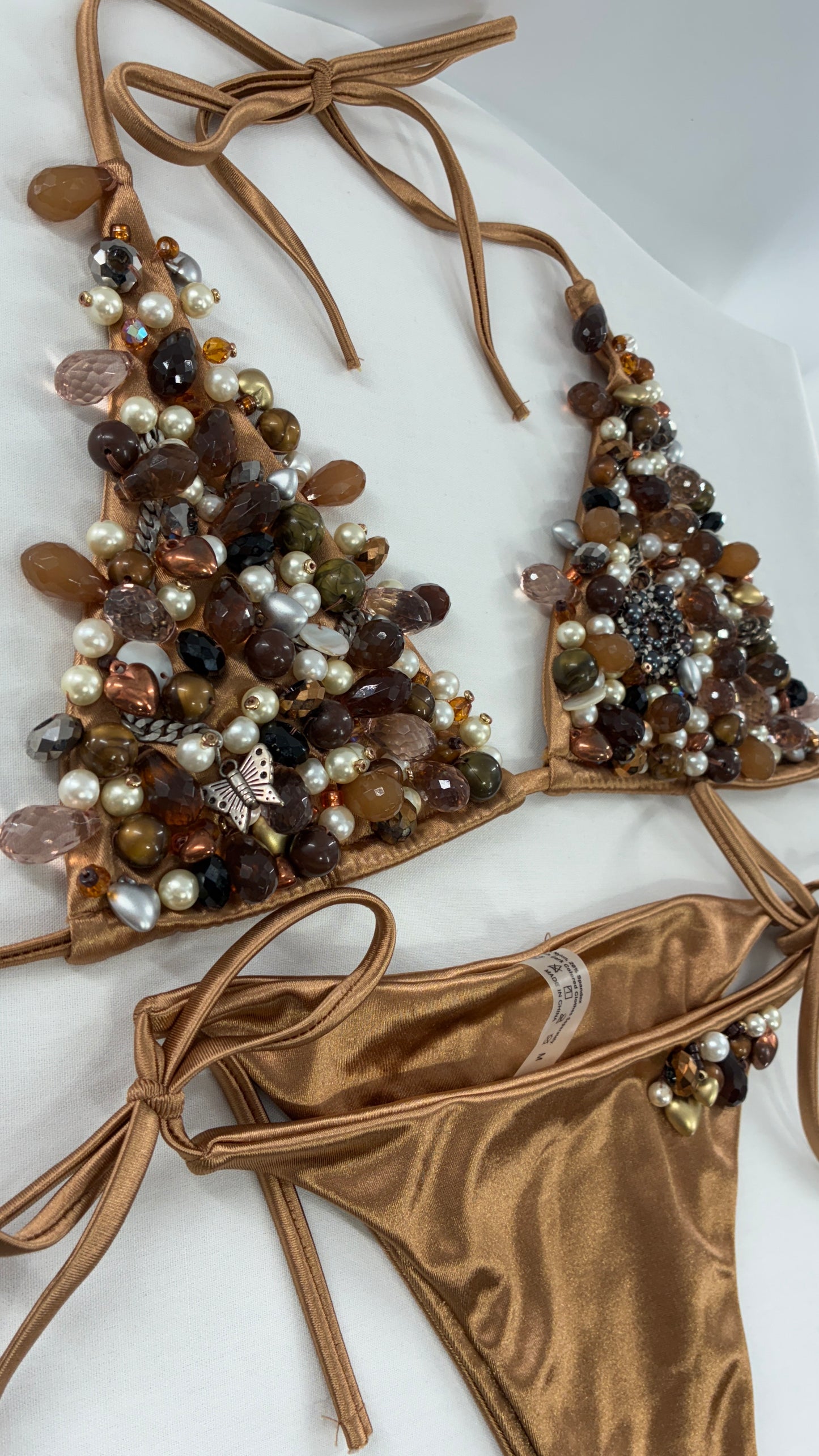 Handmade, Bronze and Beaded Swimsuit (Medium)