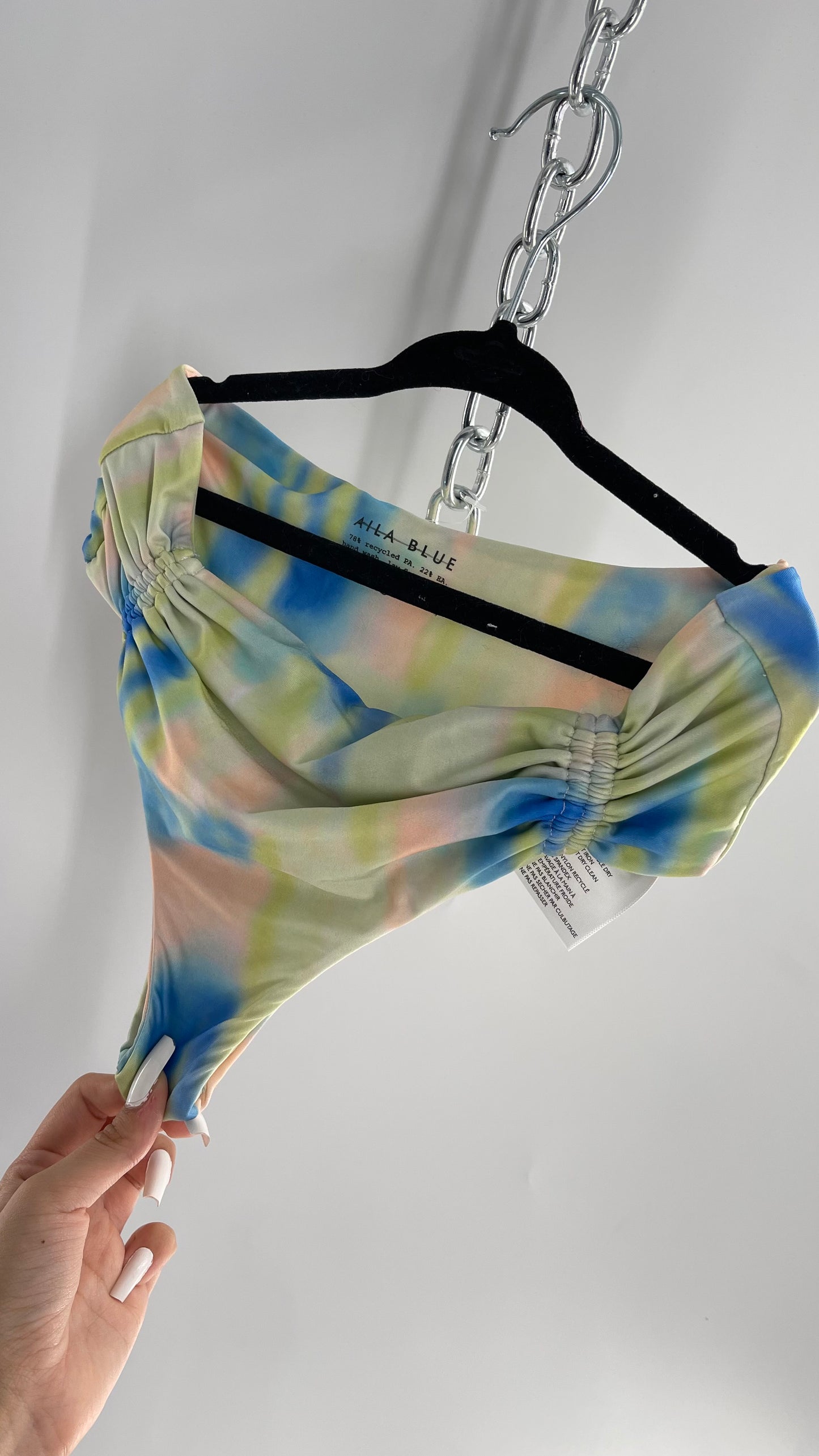 AILA BLUE Pastel Tie Dye Cheeky Swim Bottoms (Small)