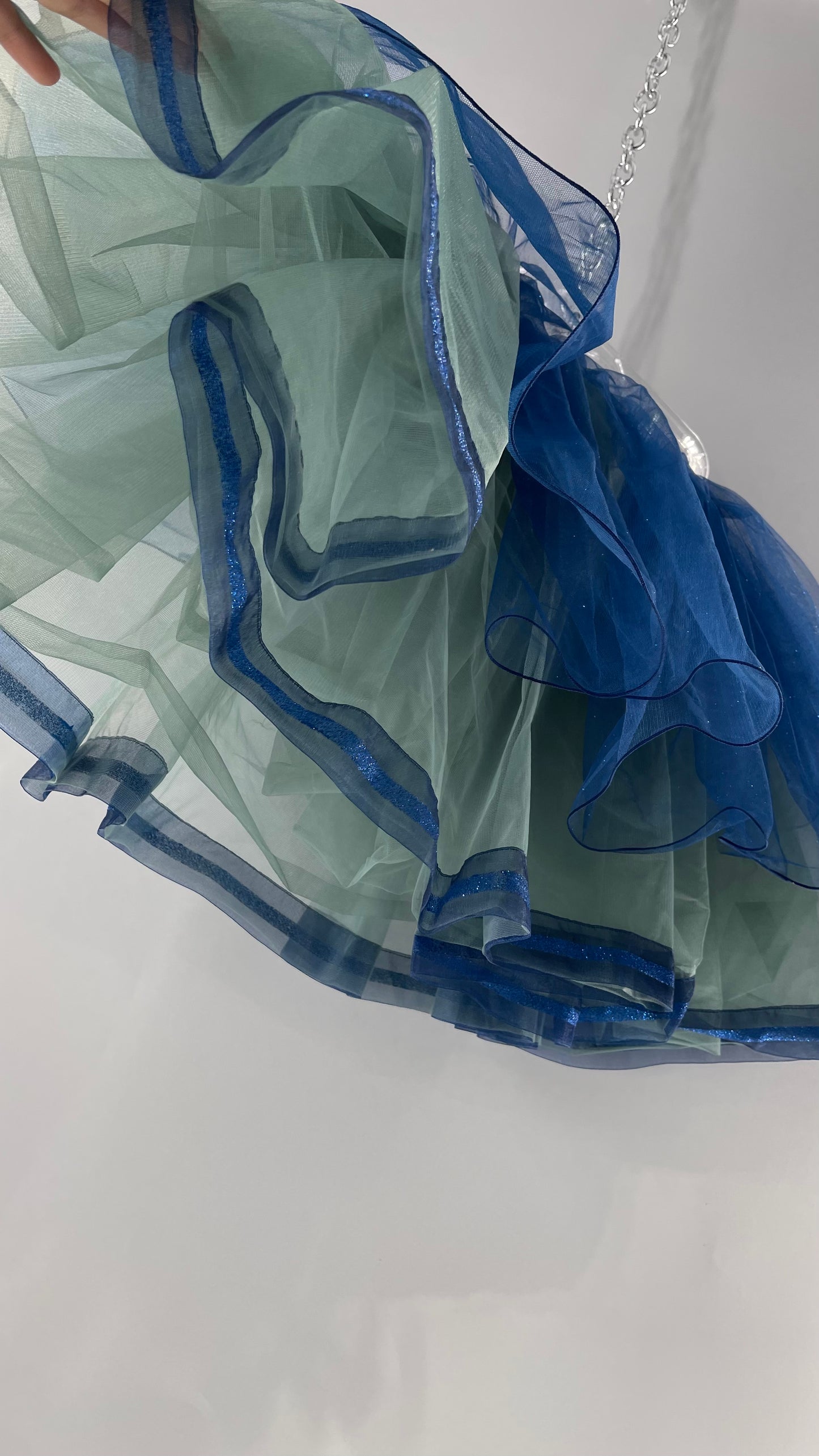 Midnight Muse Navy Blue Glitter Mesh Tutu Tulle Skirt (Medium)
