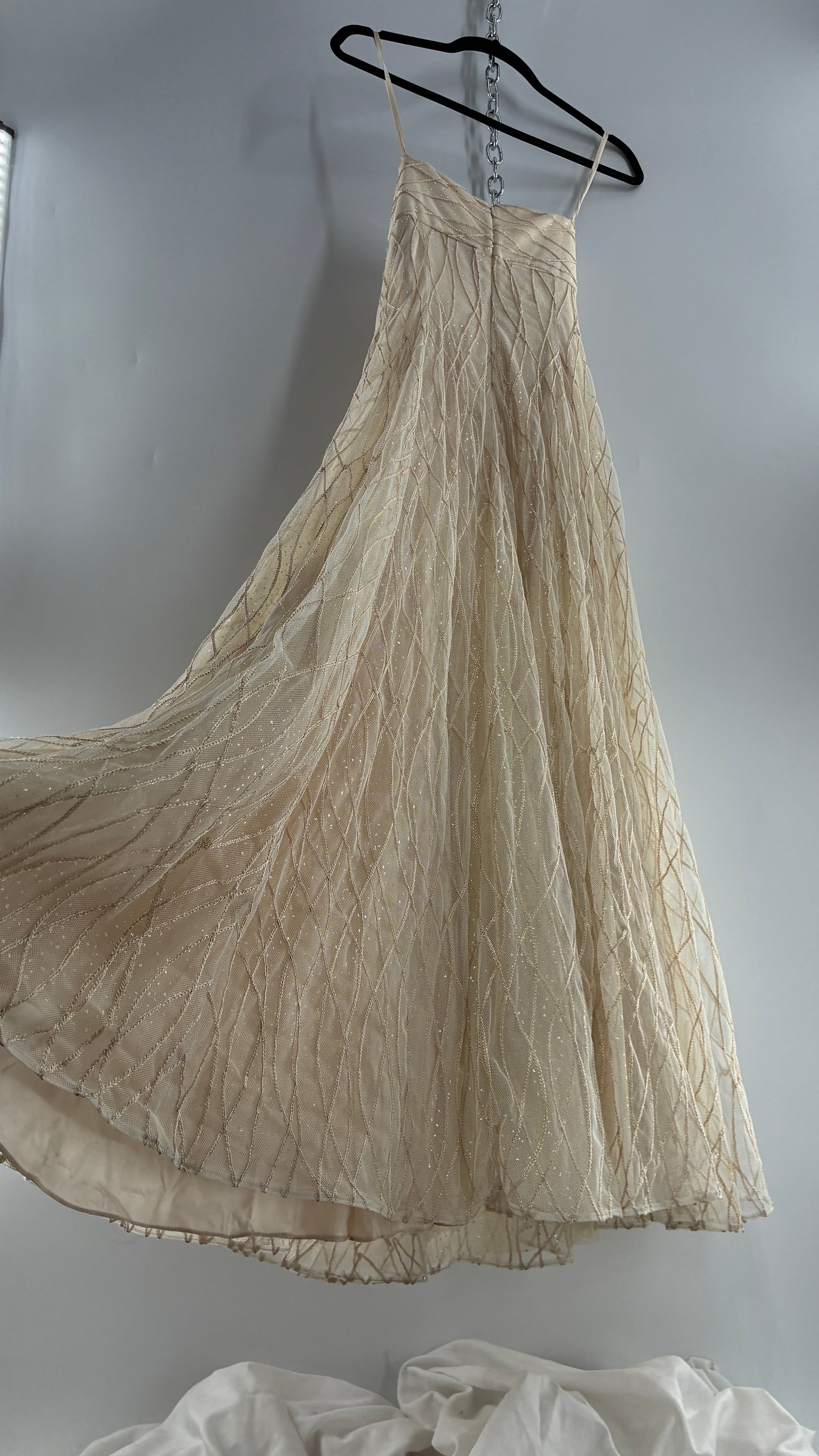 Vintage Victor Costa for Neiman Marcus Strapless Ruched/Pleated Bust Mermaid Gown Covered in Braided Threads and Embroidered Beads (6)