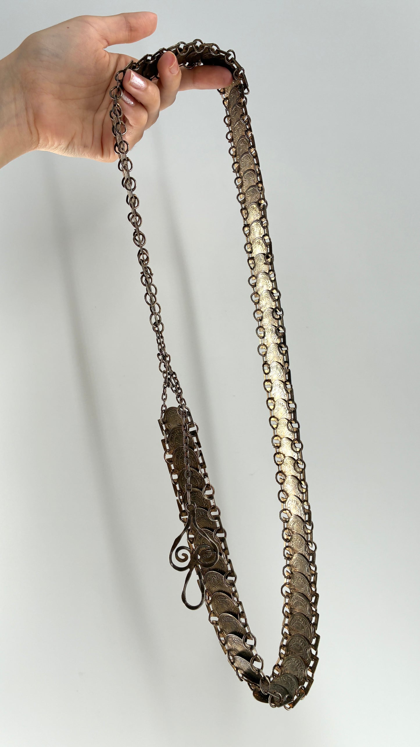 Vintage Bronze Coin Chainlink Belt