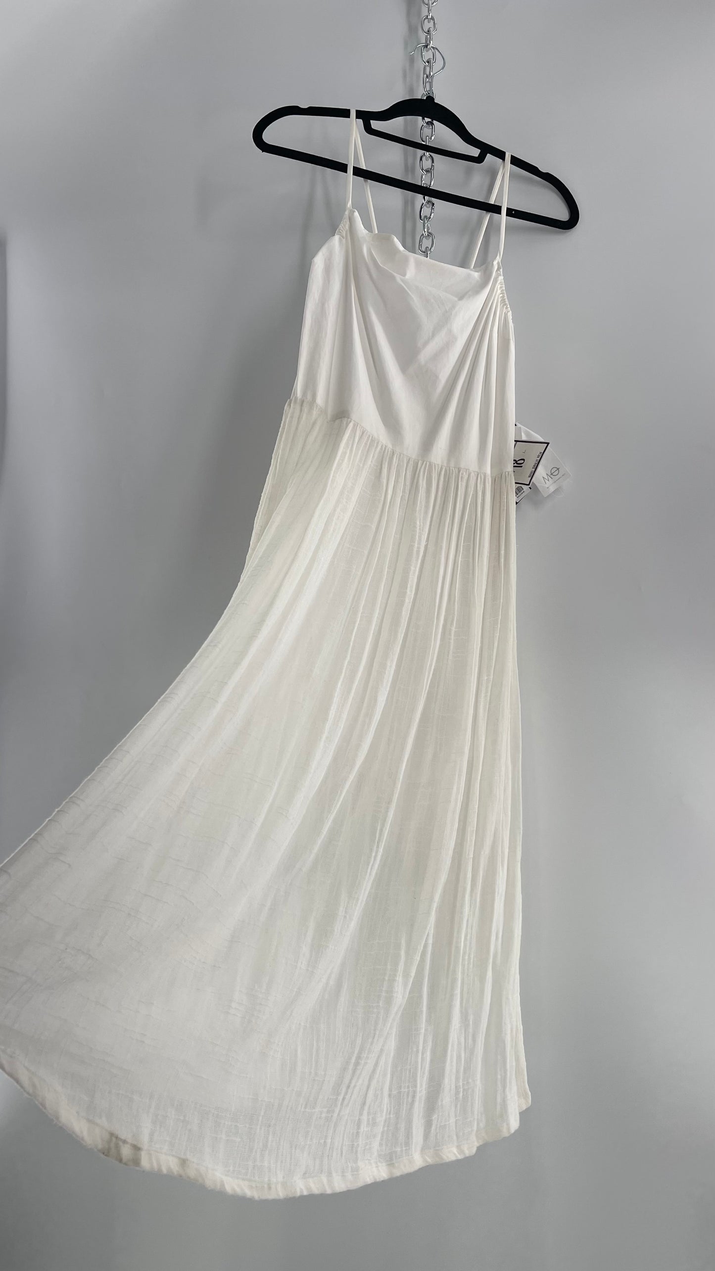 ØM Objects Without Meaning White Dress with Woven Skirt and Tags Attached (Large)