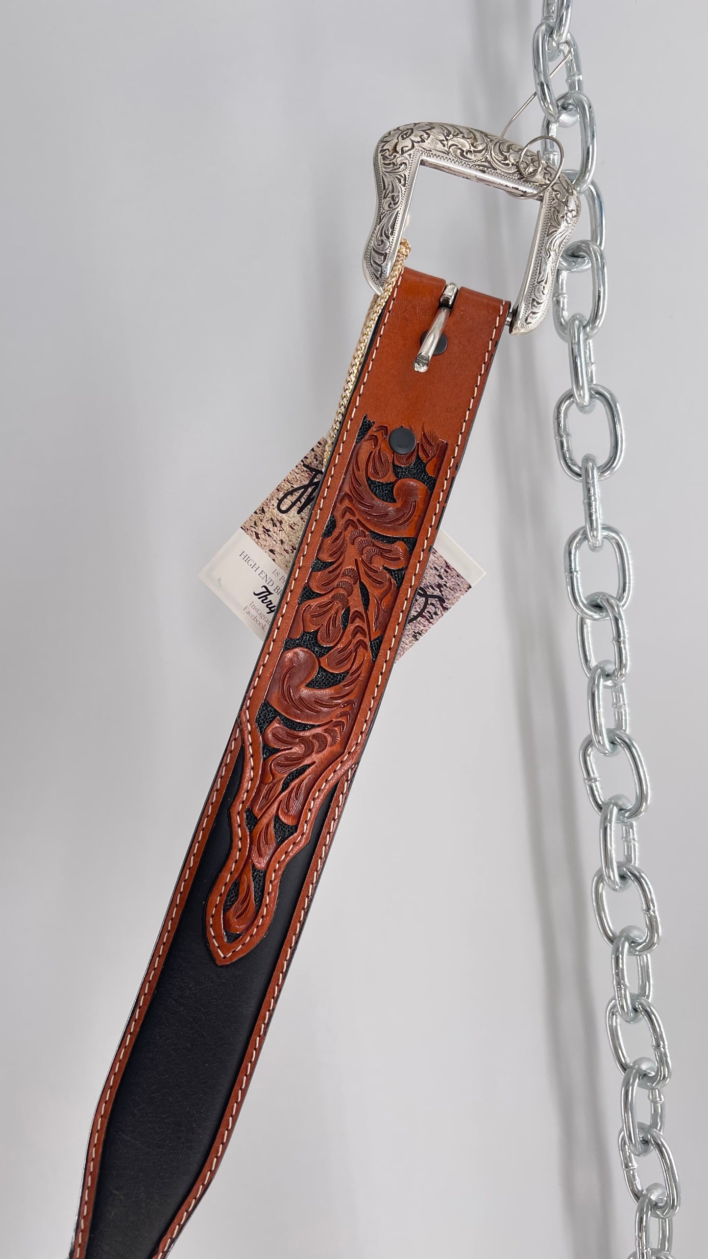 Vintage Ranger Belt Company Genuine Handtooled Leather Metal Stars Embellishments (36)