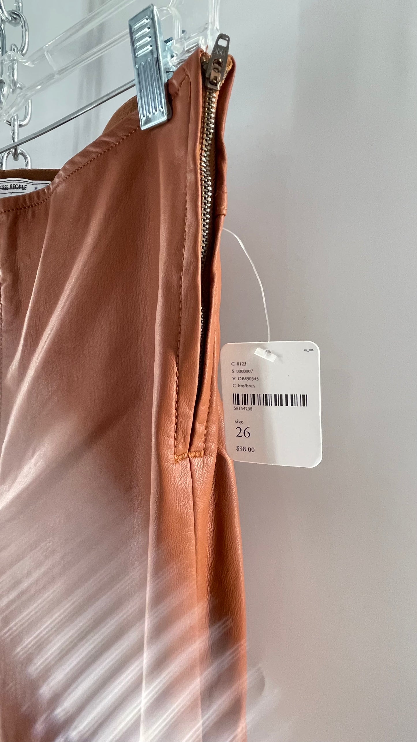 Free People Cognac Vegan Leather Flare (26W)