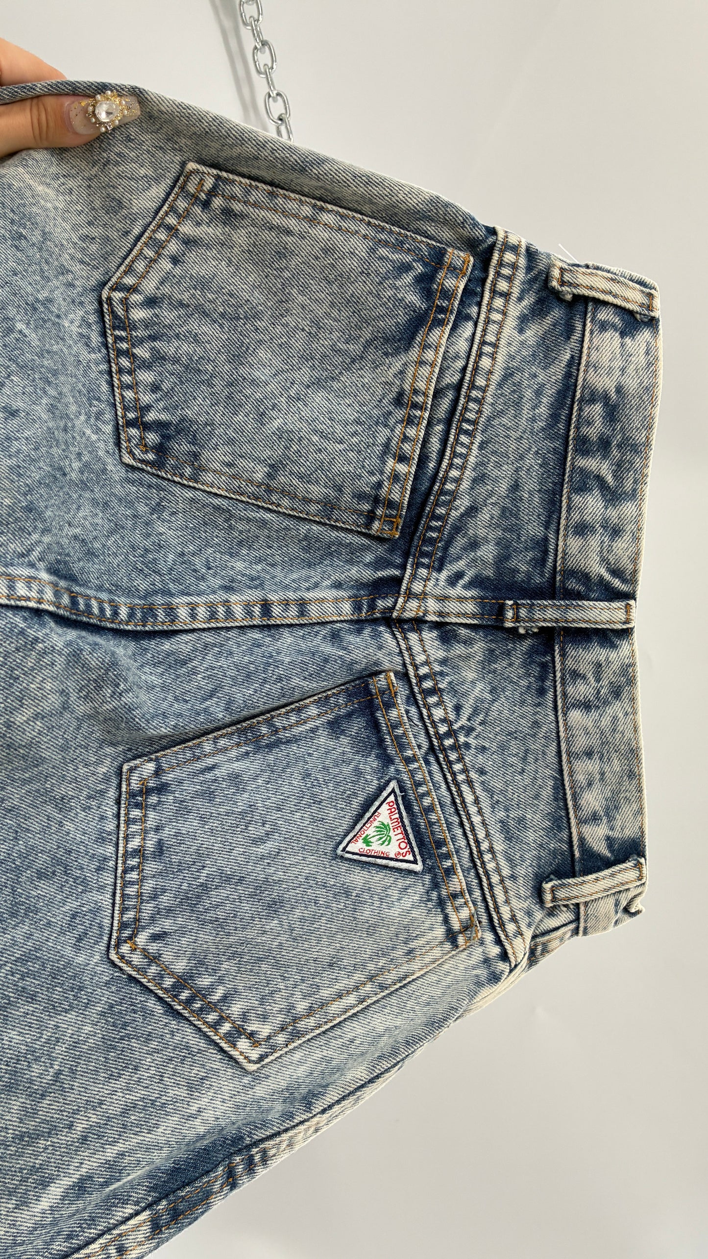 Vintage PALMETTOS Acid Washed Skirt with Slanted Pockets (5)