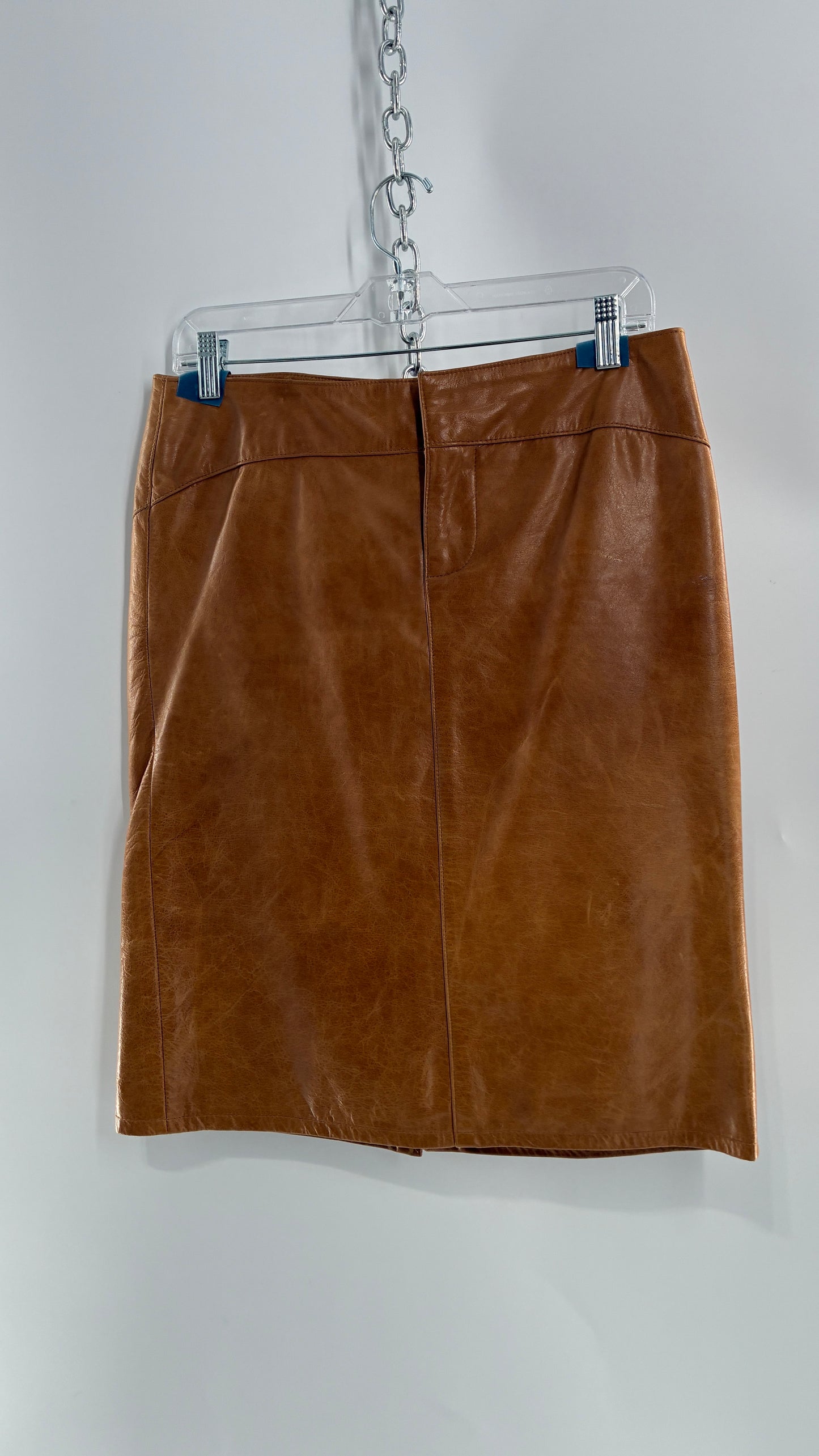 Vintage GAP Camel Leather Hip Skirt with Hip Detail (6)