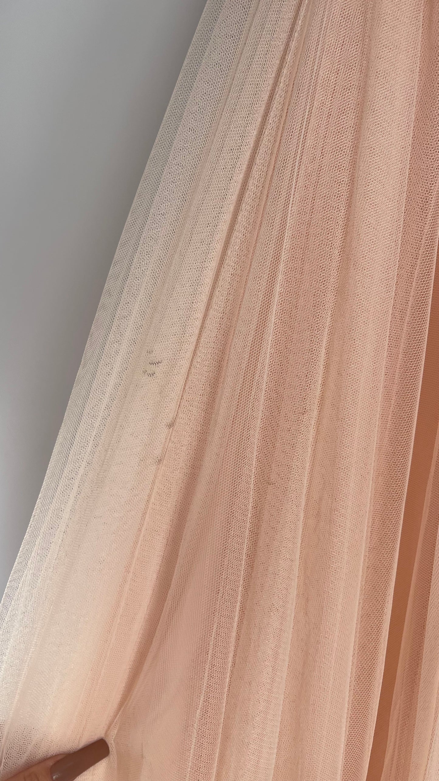 BHLDN WATTERS & WATTERS Blush Pink Tulle Open Back Gown with Tie Detail (0)