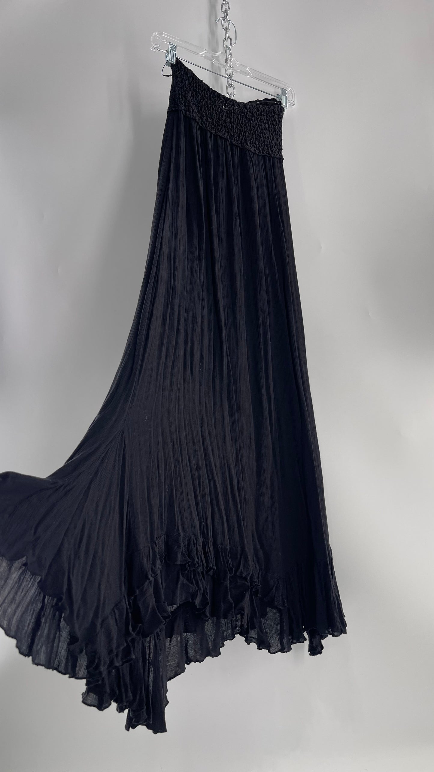 Free People Adella Black Full Length Maxi Dress (Small)